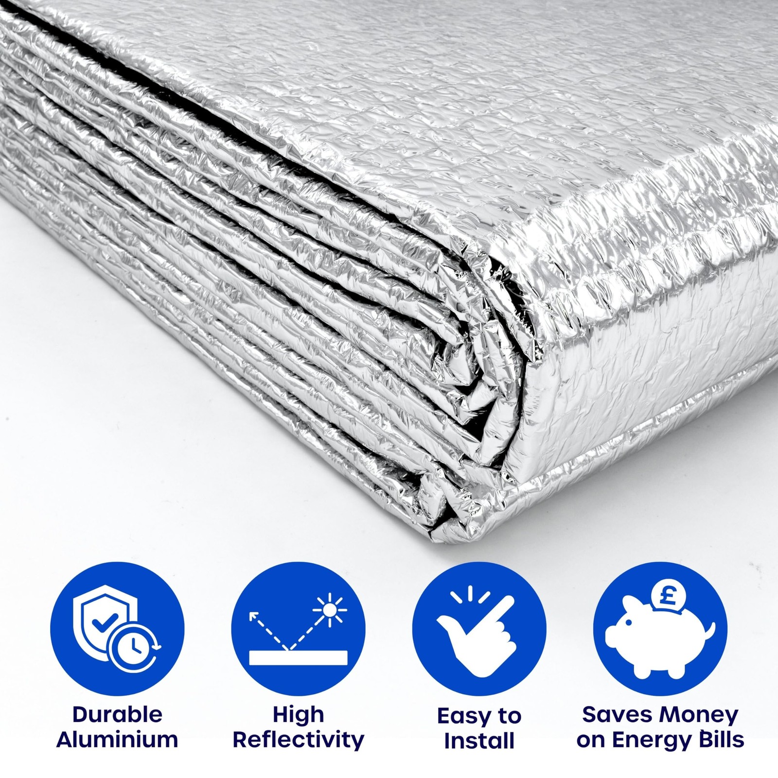 Reflective Window Insulation 24in x 20ft, Silver Folded – 5m x 60cm (2 Pack)