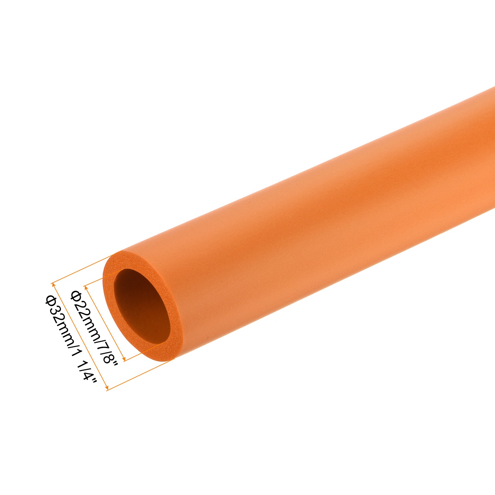 2pcs 0.3 Meter/1ft Pipe Insulation Tube 22mm ID 32mm OD Foam Tubing, Orange