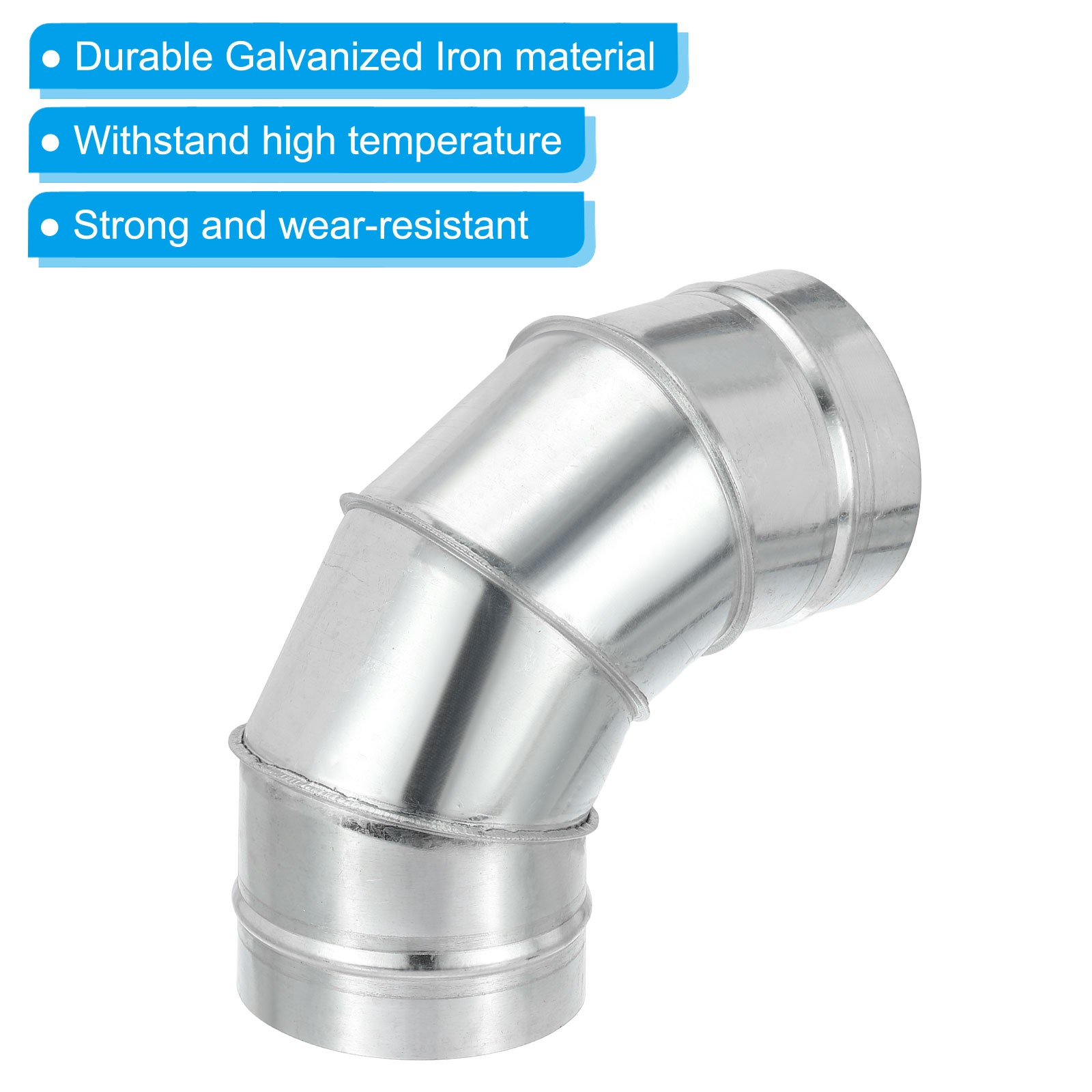 5″ OD Elbow 90 Degree Duct Pipe Connector HVAC Ventilation Chimney Tube