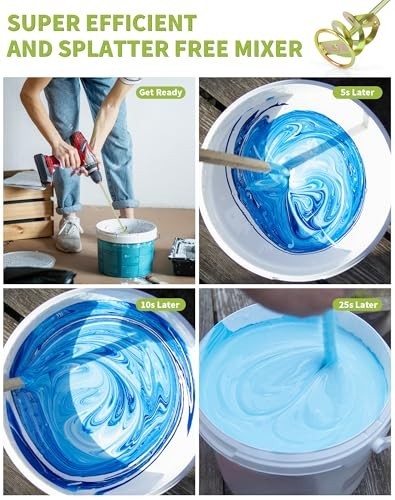 Paint Mixer for Drill Stirring Attachment Double Helix Fits 1-5 Gallon Bucket