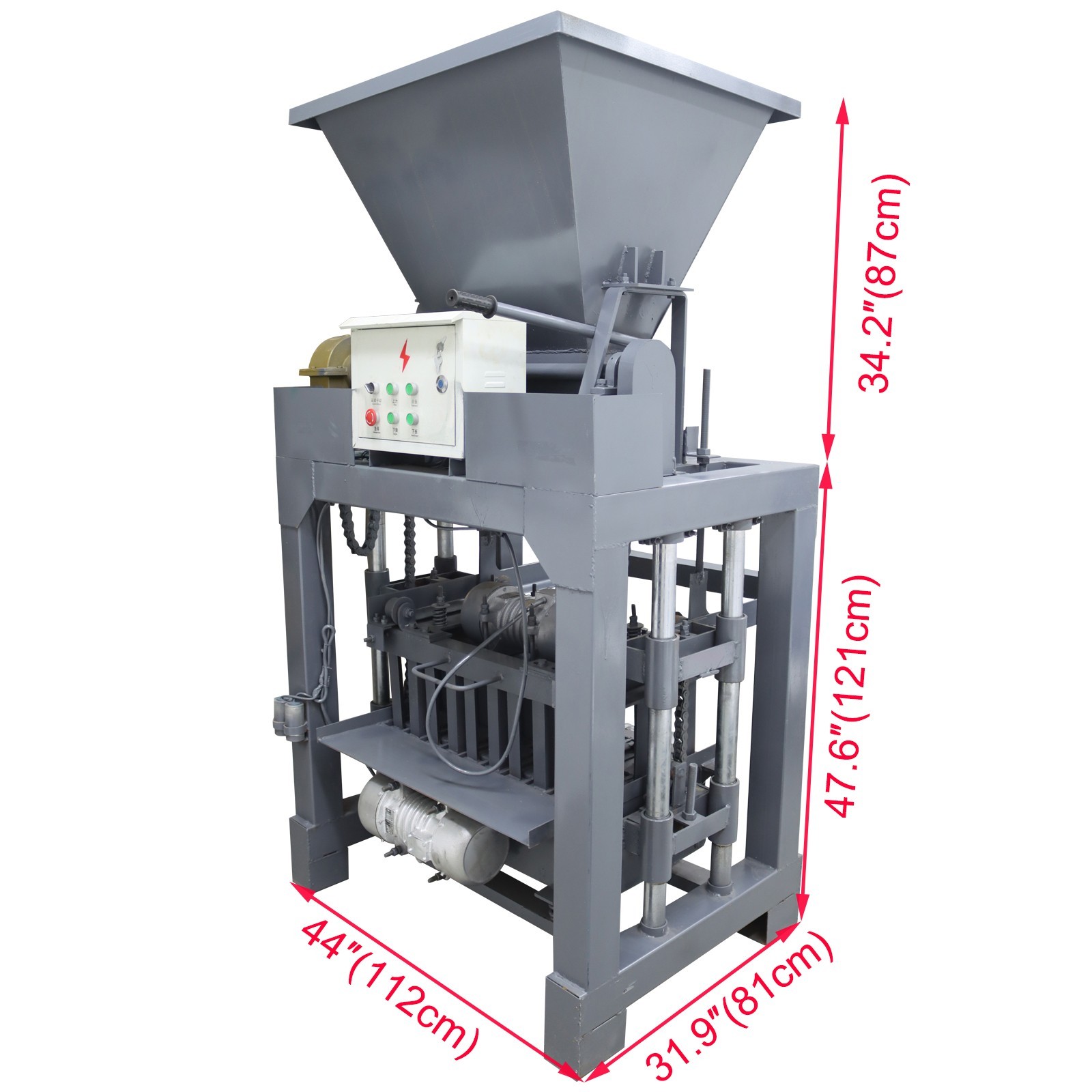Hollow Soil Block Brick Molding Machine w/Control Panel 5 Bricks Per Time 220V