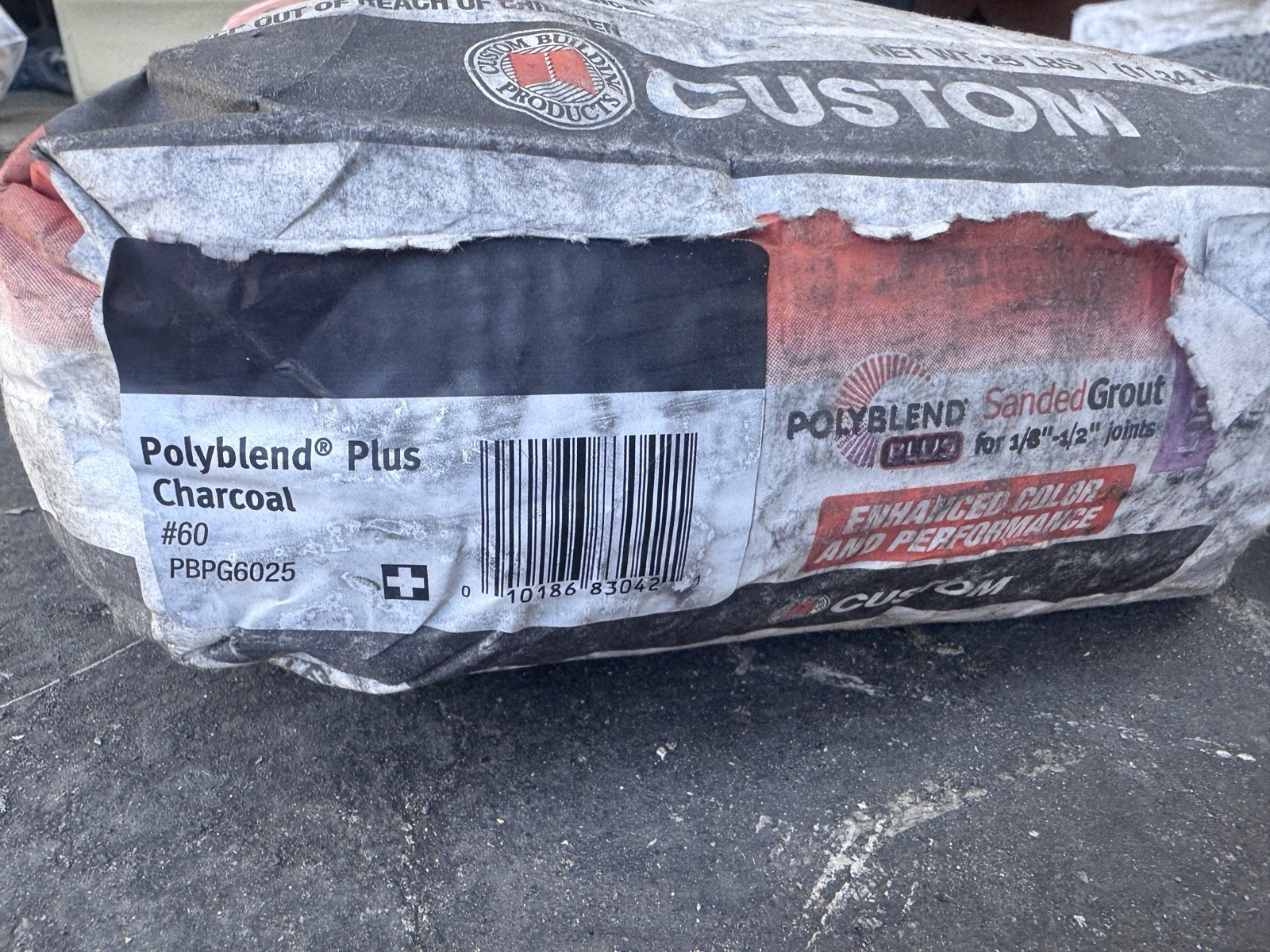 Custom Building Products PBPG6025 Polyblend Plus Sanded Grout, Charcoal, 25 Lb.