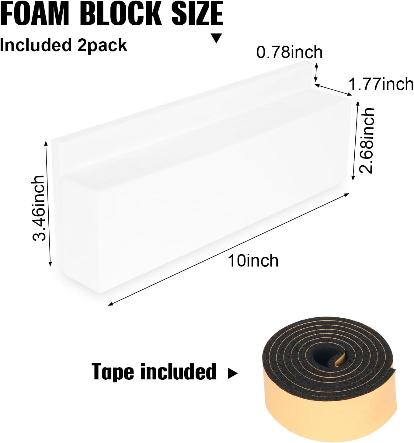 Insulation Foam Block 2 Pack, for U-Shape Window Air Conditioner Units with Foam