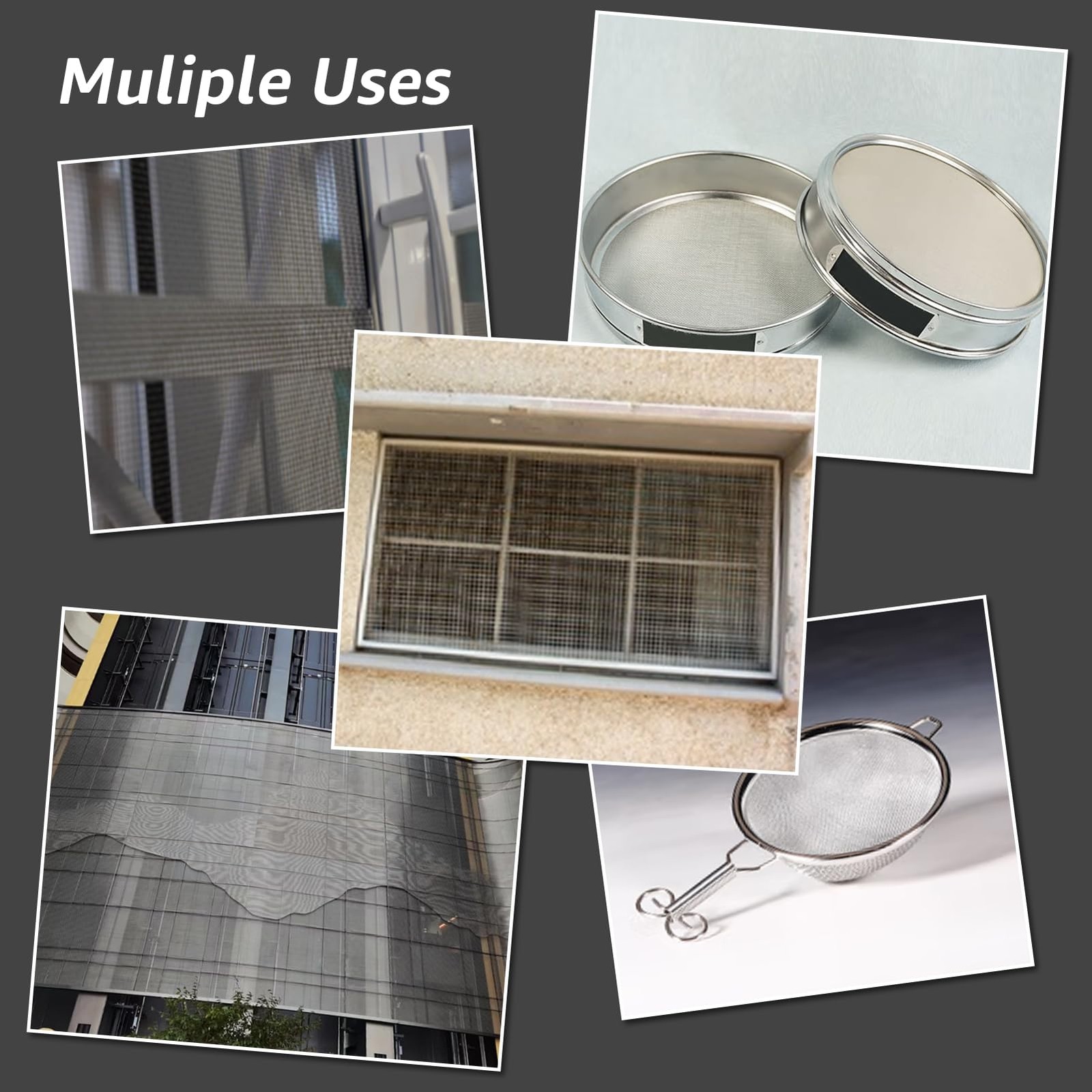 AMZDEPOT 6 Pack 12×8 Inch Stainless Steel Wire Mesh Screen for 8″x12″, black