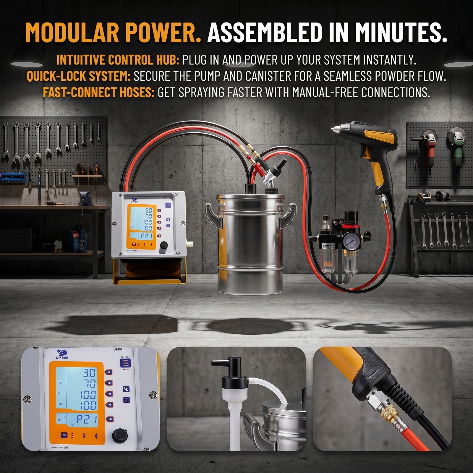 Electrostatic Powder Coating Machine Powder Coating Kits with Spraying Gun