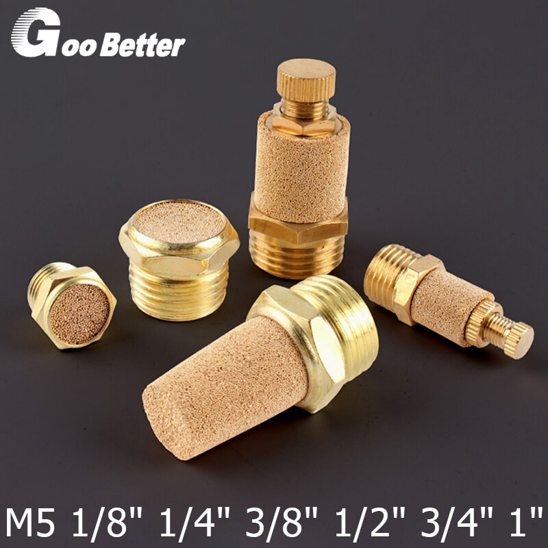 M5 1/8″1/4″3/8″-1″ BSP Thread Copper Muffler Exhaust Vent Pneumatic Filter Tower