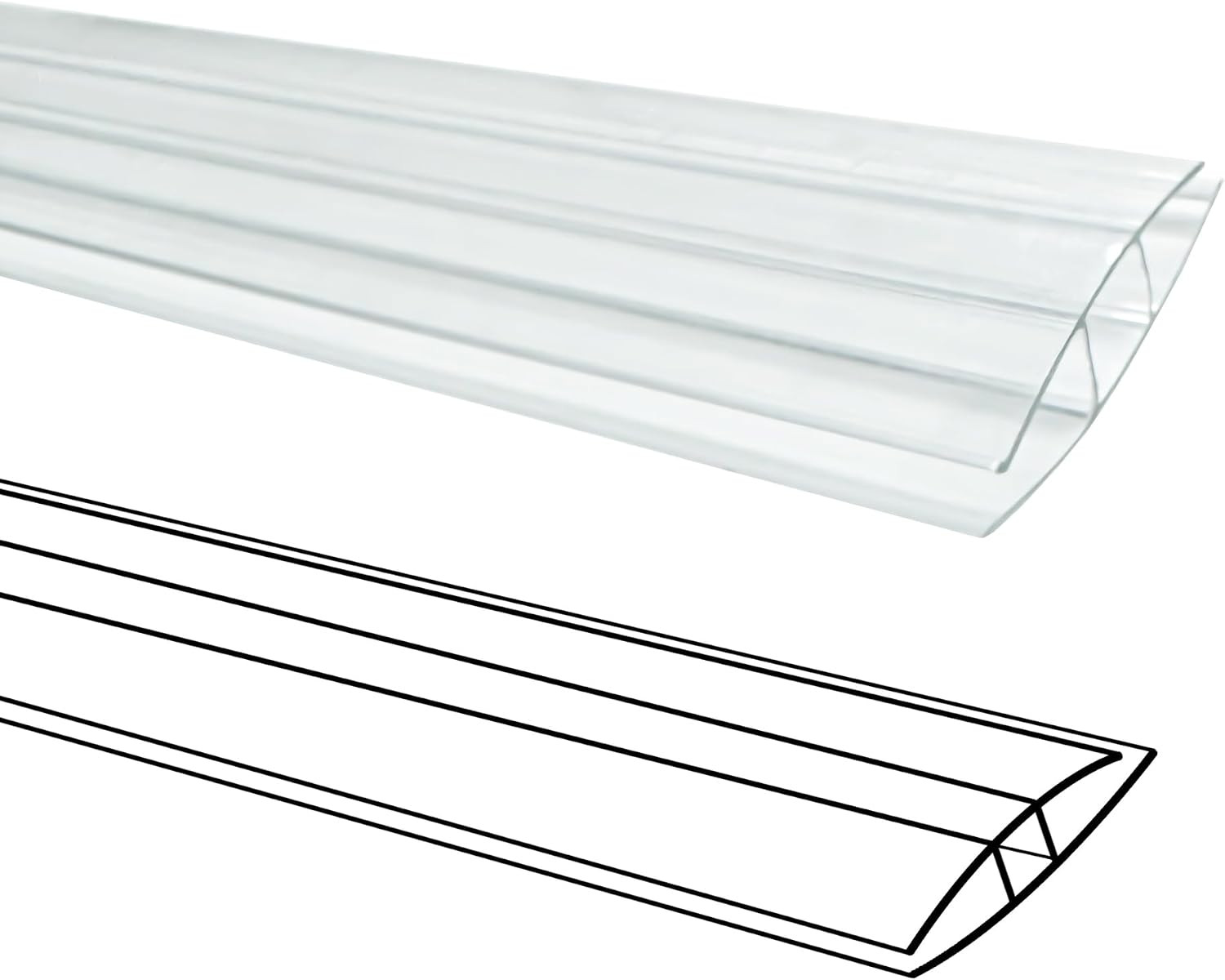 20PCS Polycarbonate Panels H-Clip Connector, 4FT Long, 0.24IN High | for 0.16’’
