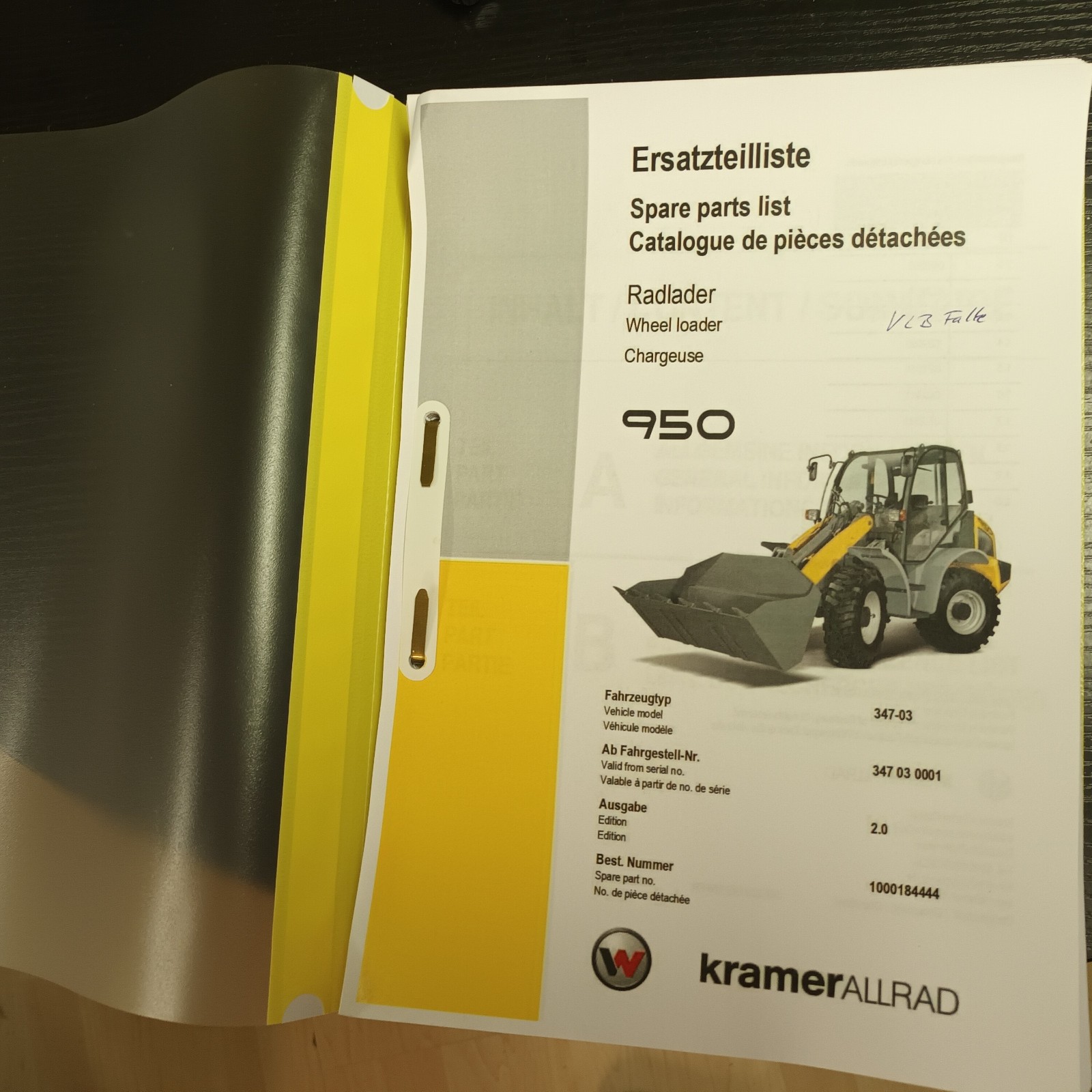 Kramer 950 Parts List Parts List Wheel Loader Type 347-03 Parts Catalog 2012
