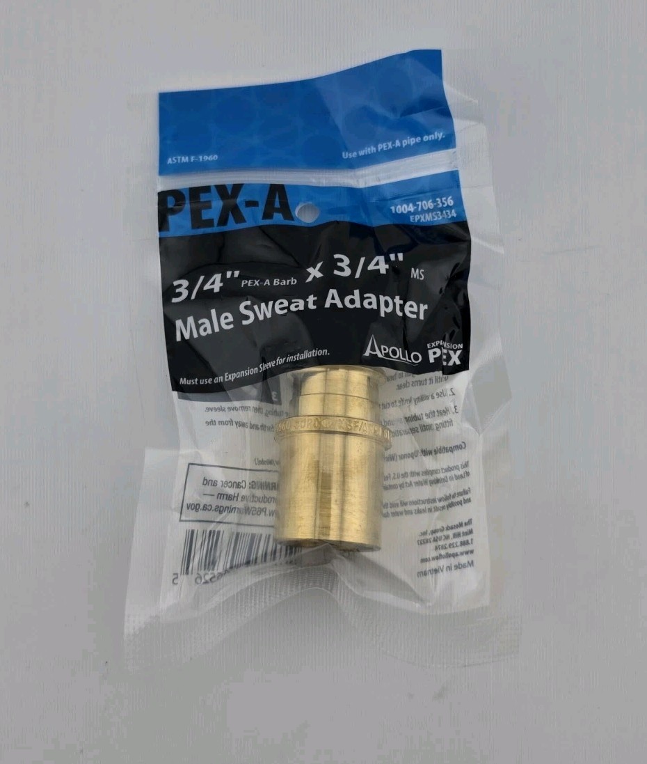Lot of 10 Apollo Brass PEX-A 3/4″ x 3/4″ Male Sweat Adapter EPXMS3434