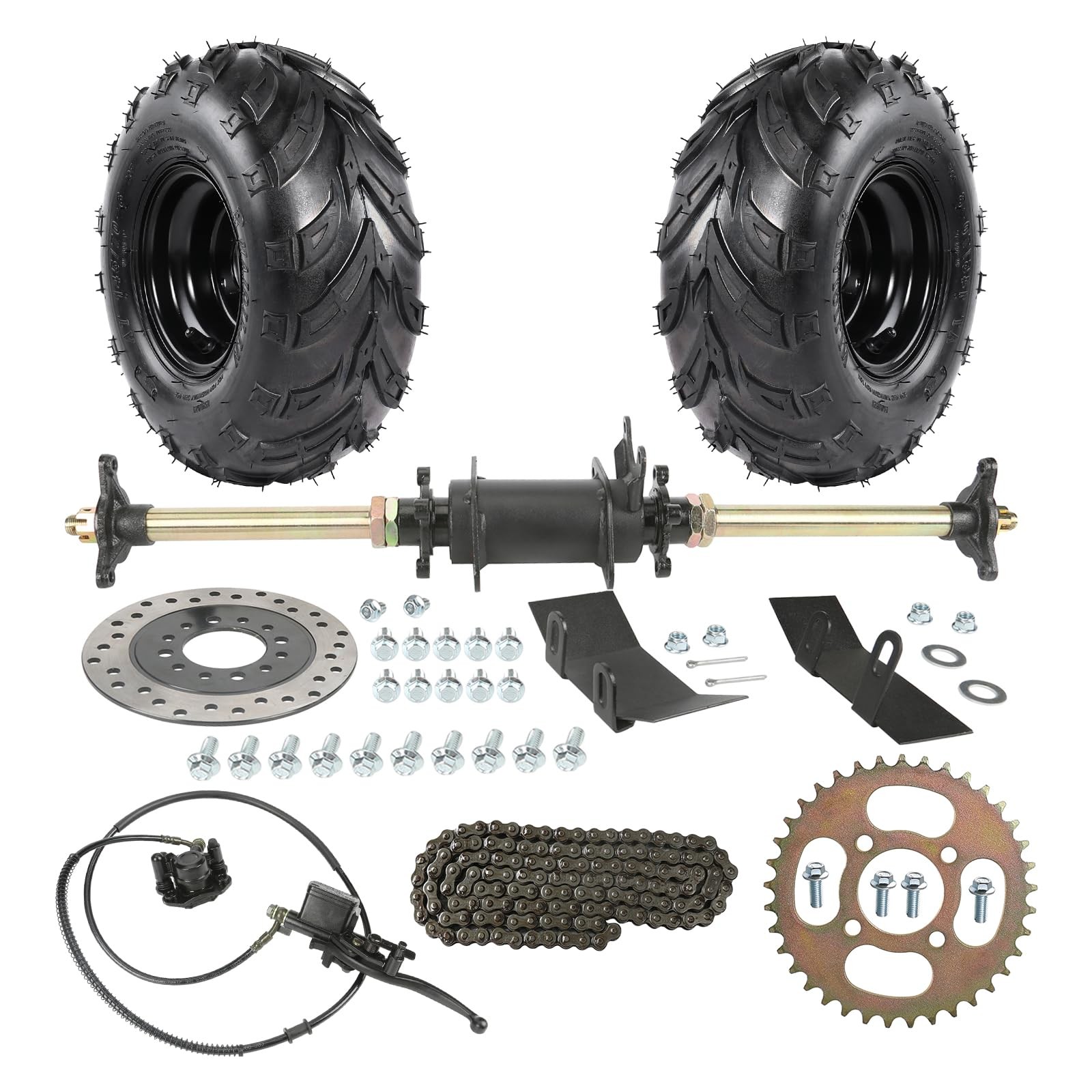 28 Rear Live Axle Kit with Hand Brake 420 Sprocket 145/70-6 Wheels for ATV