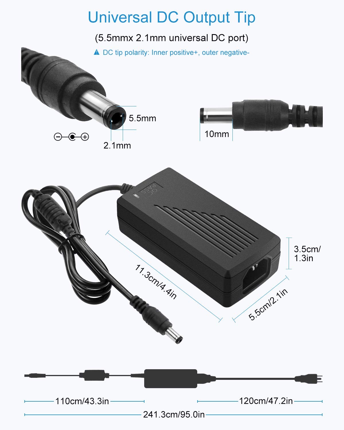 ALITOVE DC 12V 5A Power Supply Adapter Converter