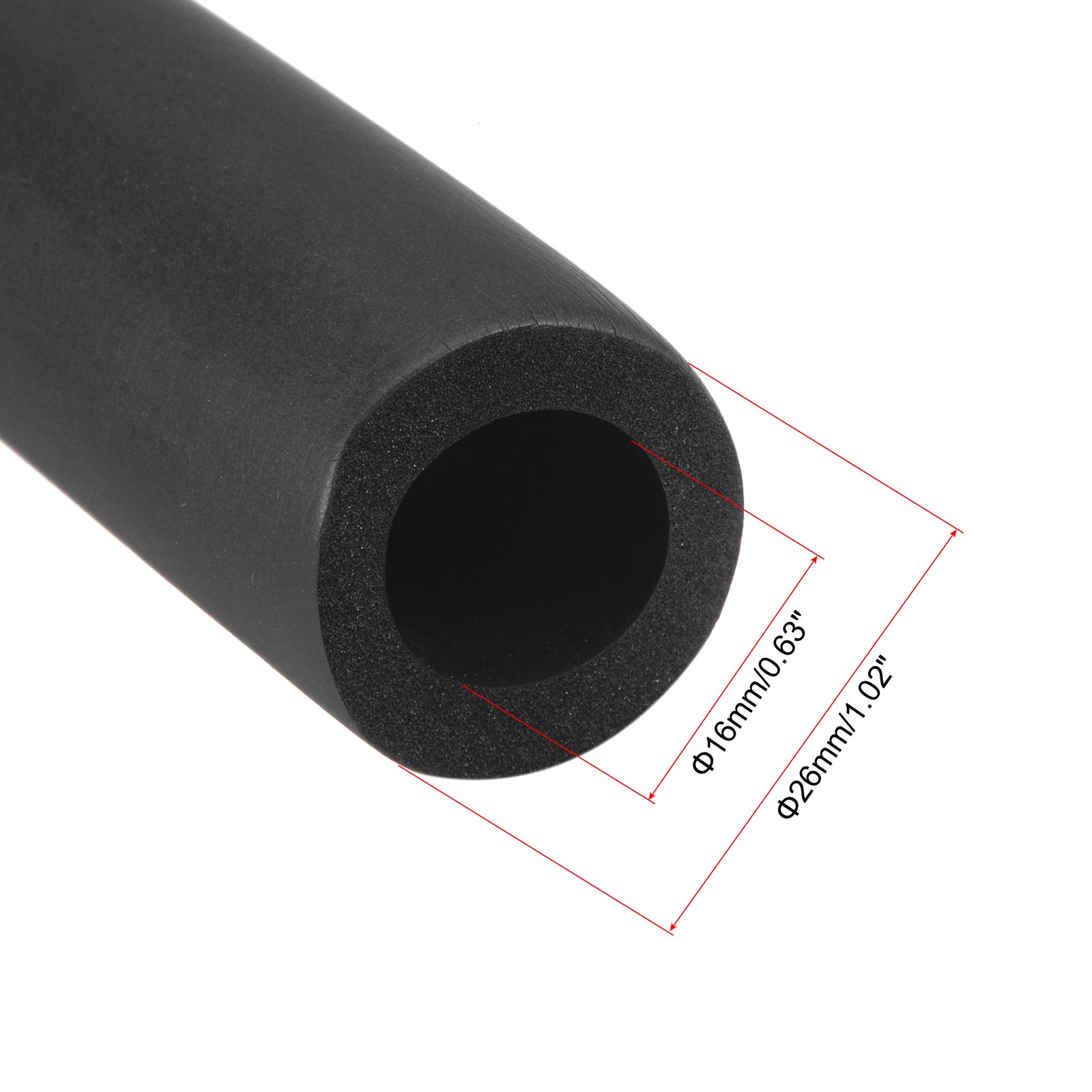 Foam Tubing for Handle Grip Support 5/8″(16mm) ID 26mm OD 1m Length Black