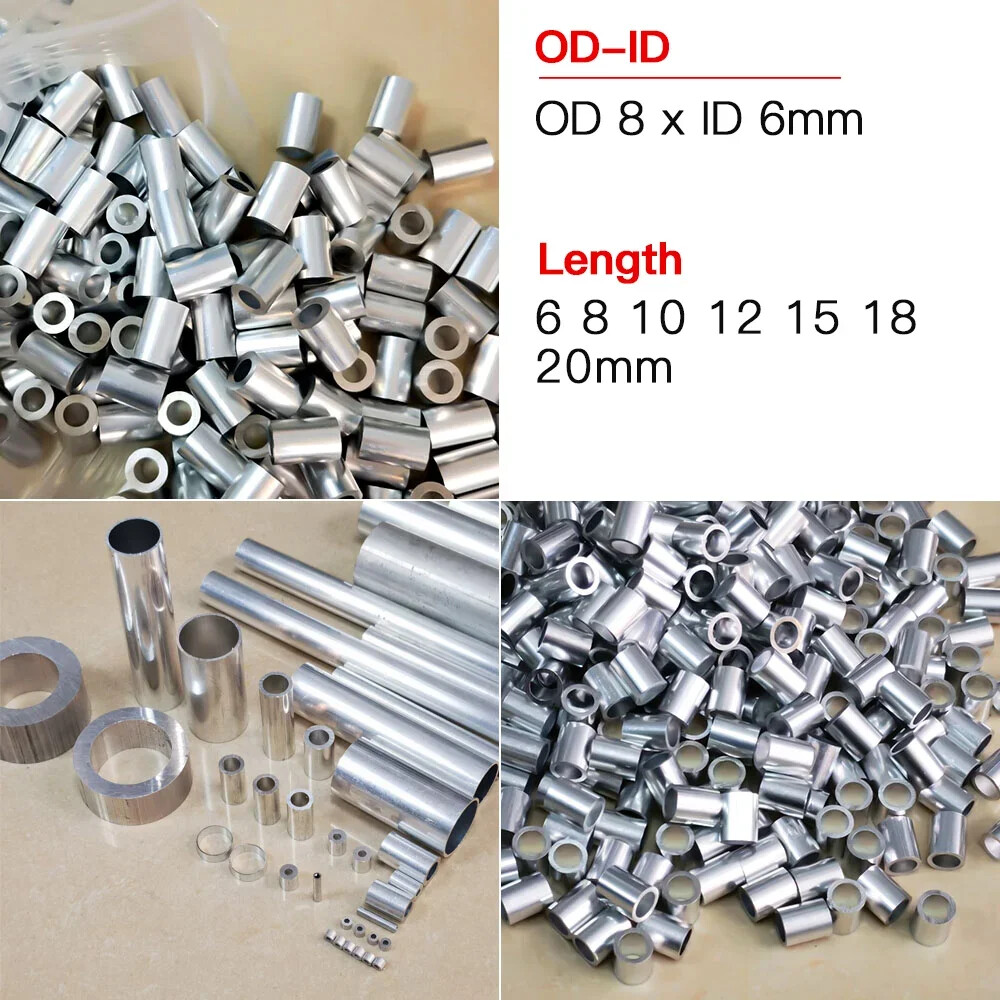 50pcs Aluminum Tube OD 8mm Alloy Pipe Outer Diameter 8*6 6 8 10 12 15 18 20mm