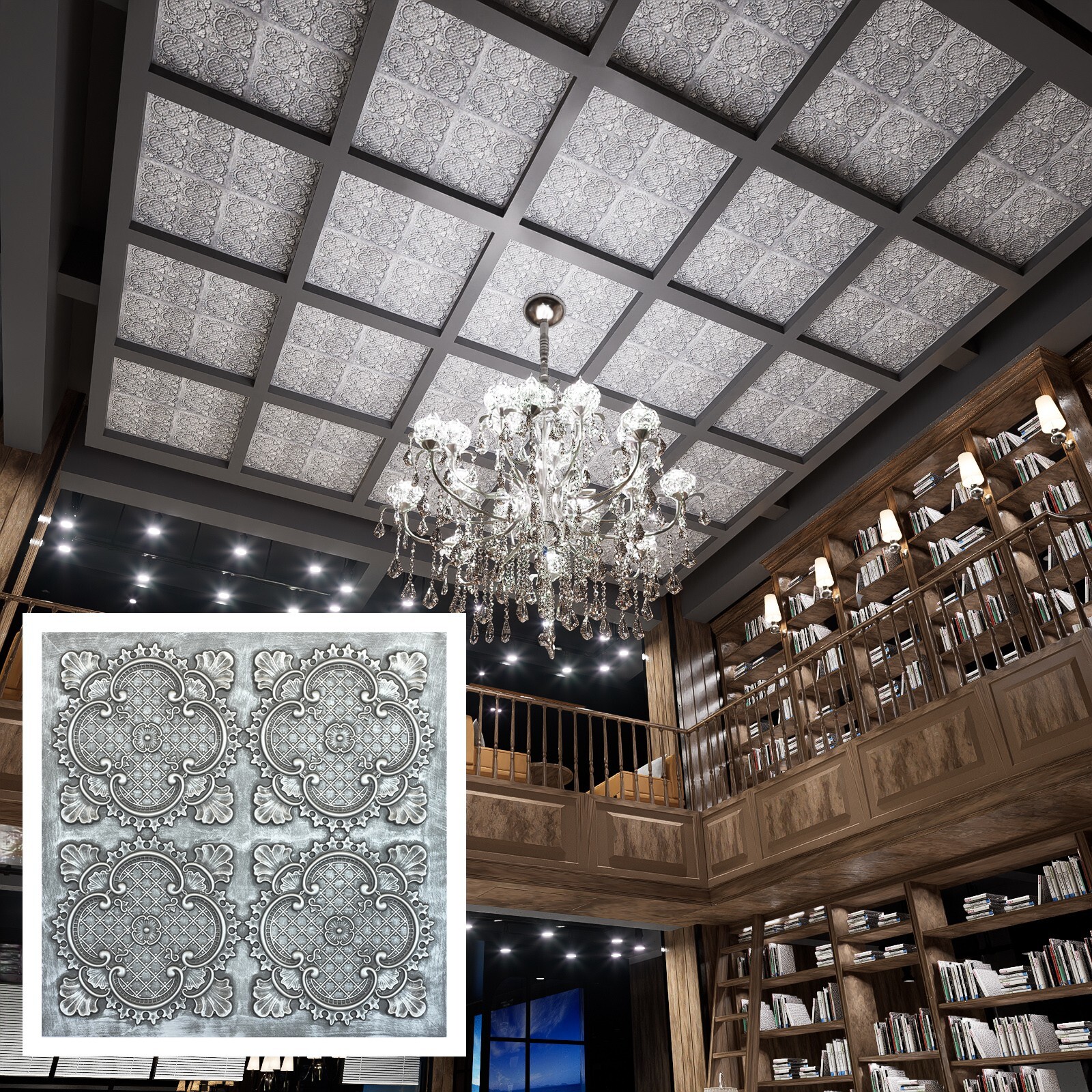 Vintage Pattern Tin Ceiling Tiles PVC Wall Panels 2’X2′ PL80 Antique tin 10pcs
