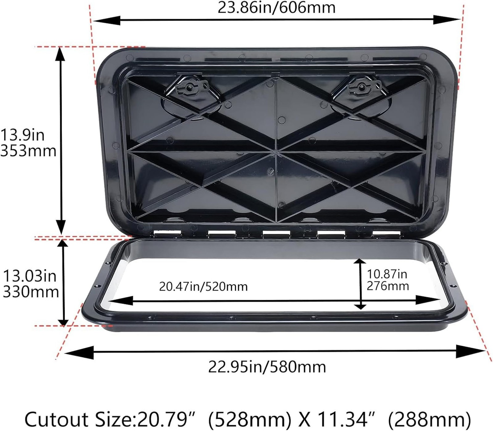 YaeMarine Marine Boat Deck Access Hatch & Lid for Boat Marine Caravan RV Black
