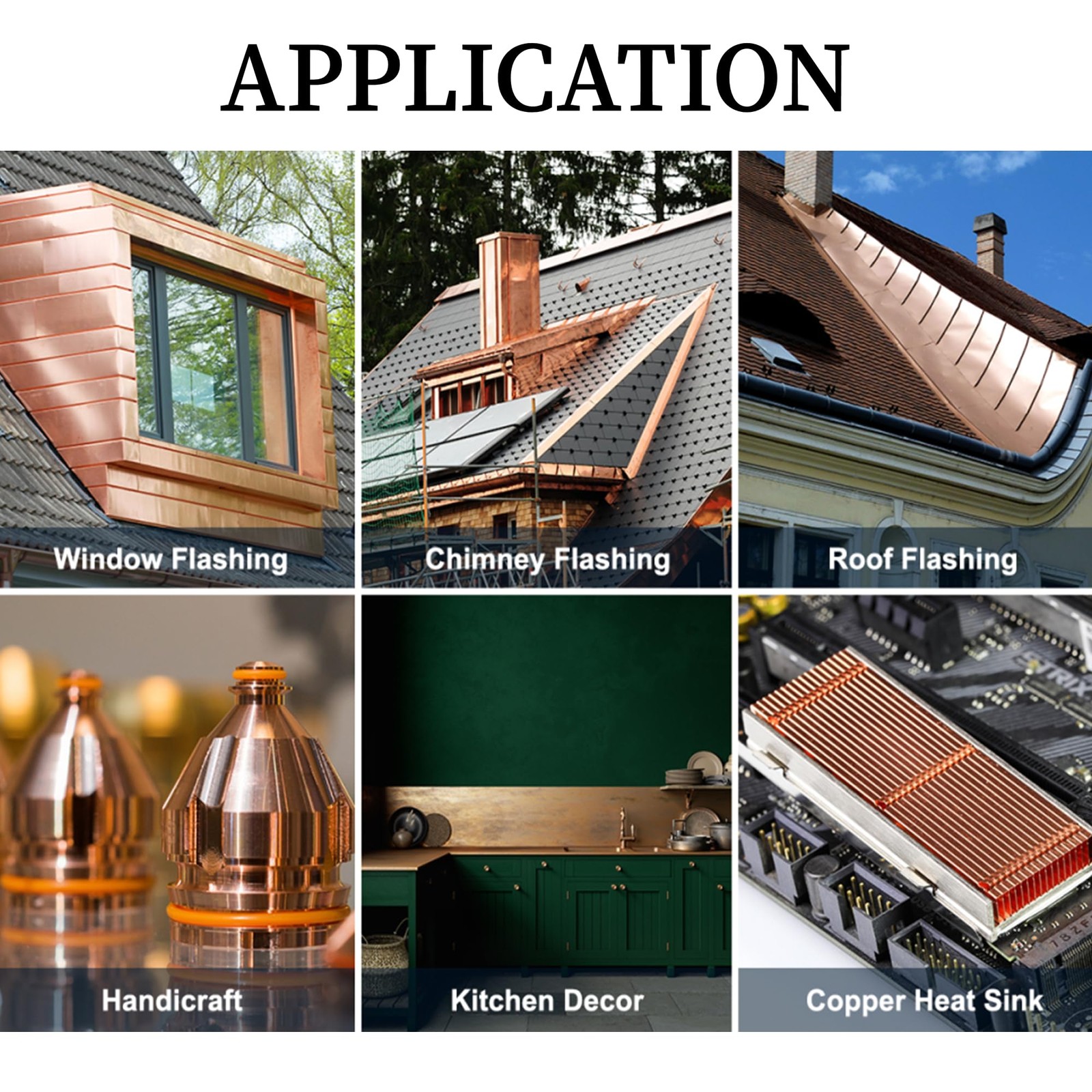 GOORY Copper Flashing 26 Gauge – 12″ Width x 10Ft, 26 Gauge(0.016″/0.41mm)