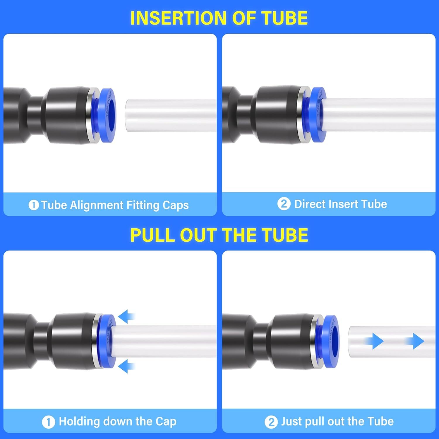 280/100PCS Quick Release Pneumatic Connectors Plastic Straight Tube Connectors