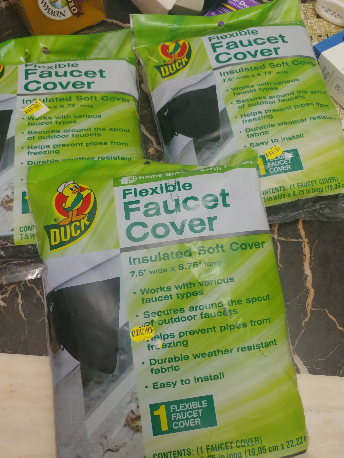 3pc Duck Brand Insulated Soft Flexible Faucet Cover Easy To Install 7.5in 8.75in