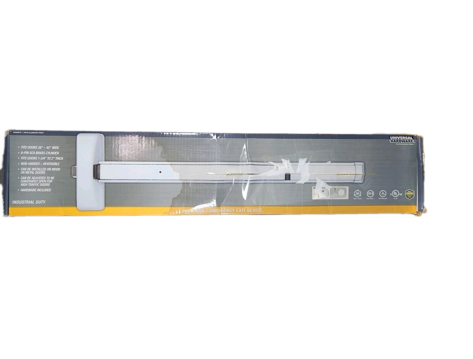 Universal Hardware UH40010 2-7/16 in. Push Bar with Standard Pull and Cylinder