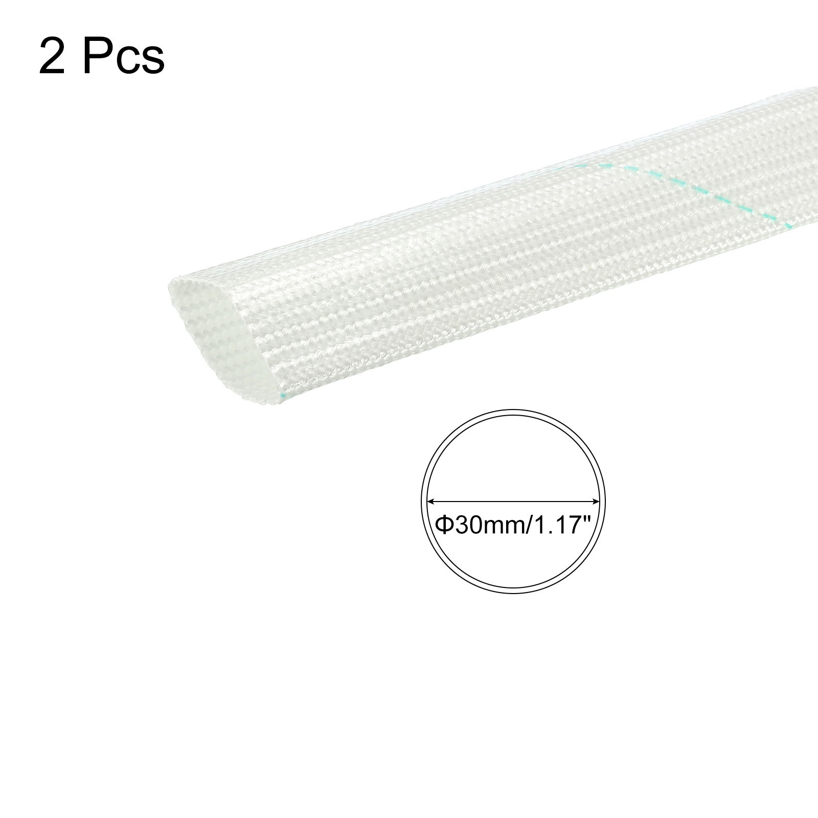 Fiberglass Sleeve Insulation Tube,30mm/1.17inch IDx1m/3.28ft for Cable Wire,2pcs
