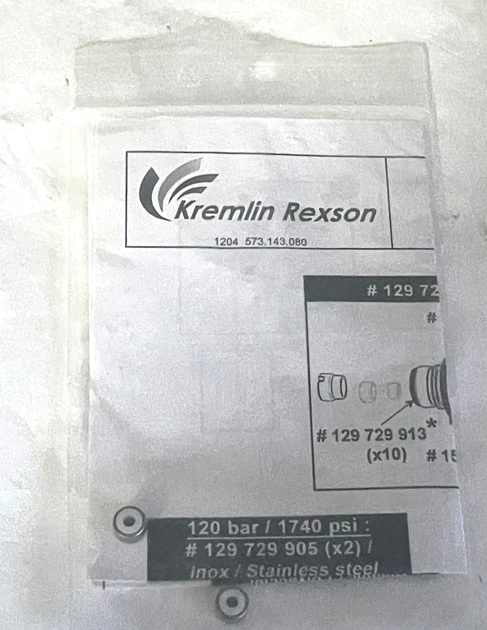 Sames Kremlin 129-729-905 STAINLESS STEEL SEATS FOR XCITE & MVX GUNS PACK OF TWO
