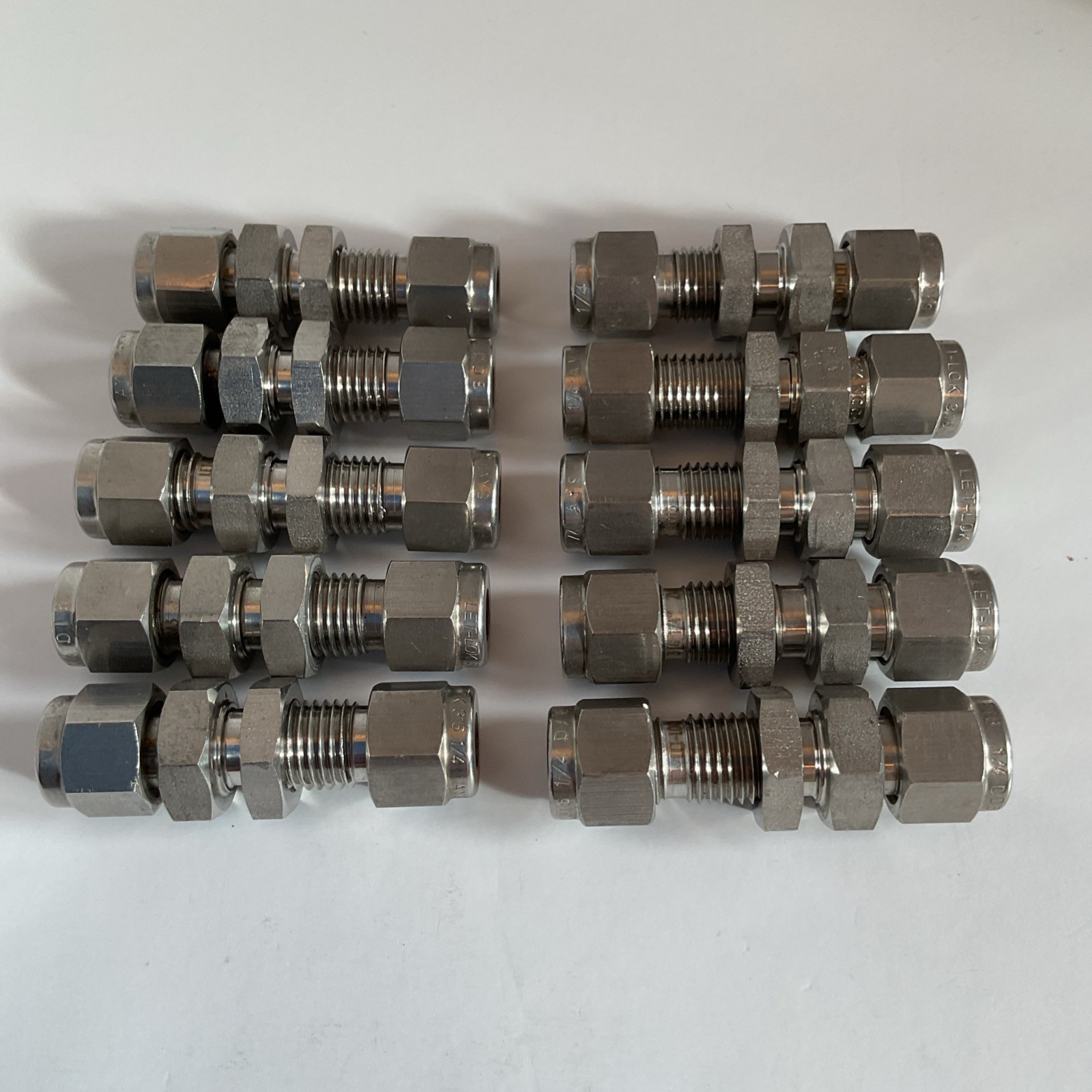 QTY 10-HAM-LET – St.St. 316 Bulkhead Union, Let-Lok Tube Fitting 1/4″ (Swagelok)