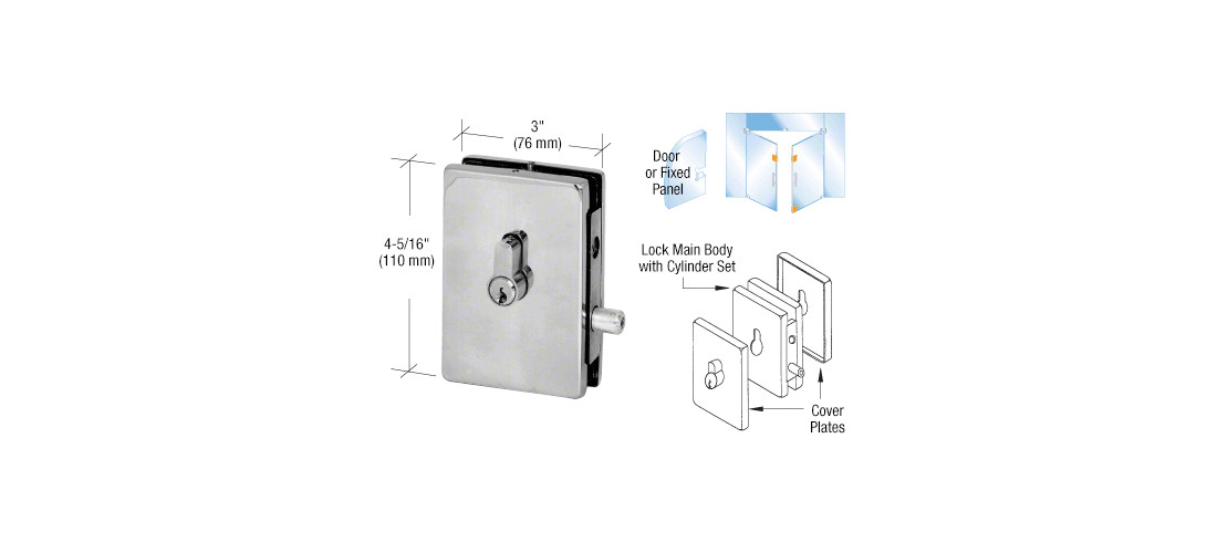 CRL EUR681BS Brushed Stainless EUR Series Center Housed Patch Lock