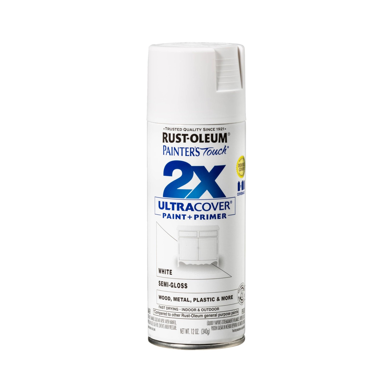 Rust-Oleum Painter’s Touch 2X Ultra 12 Ounce (Pack of 1), Semi-Gloss White