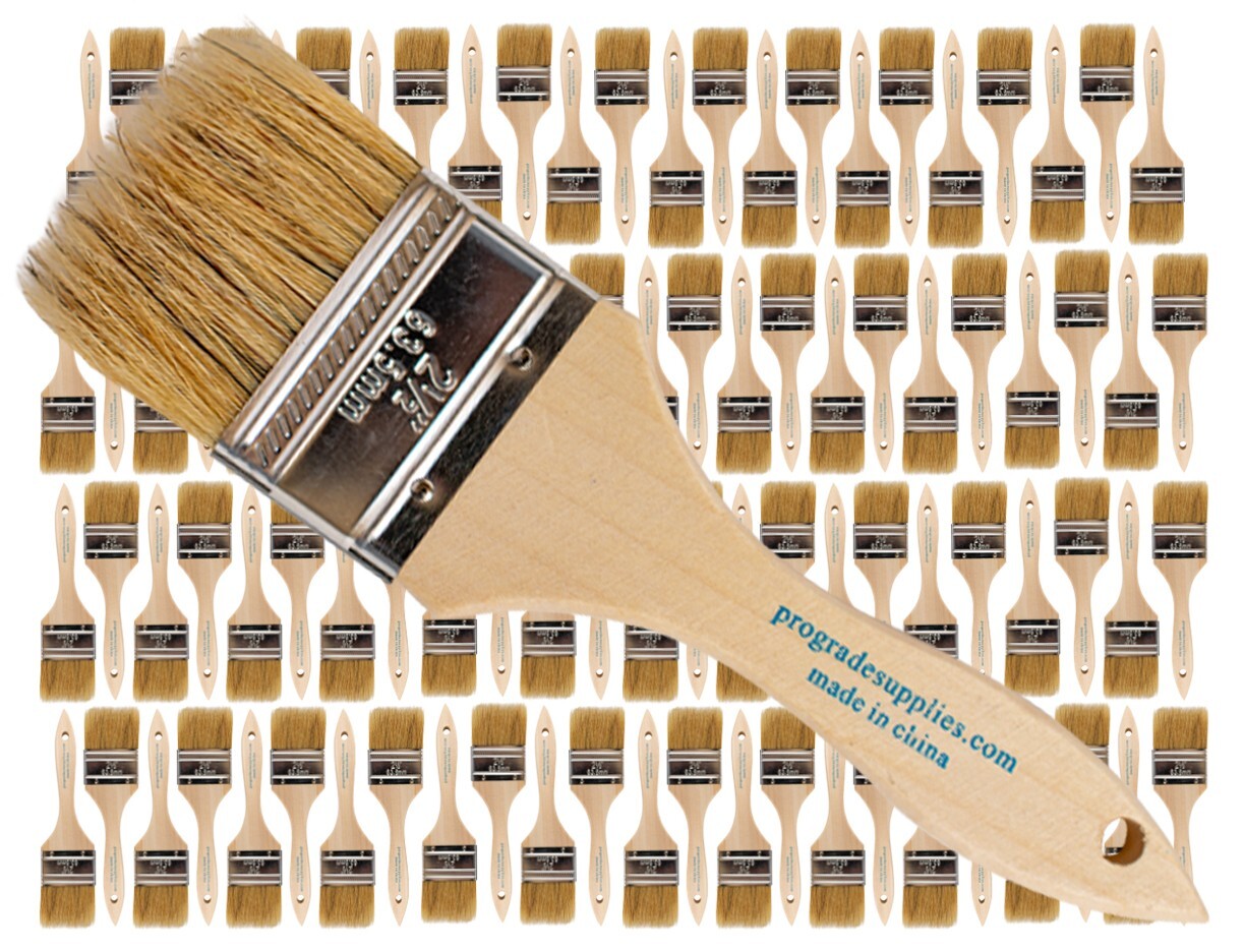 96Pk – 2.5″ Chip Brushes for Paints, Stains, Varnishes, Glues & Gesso