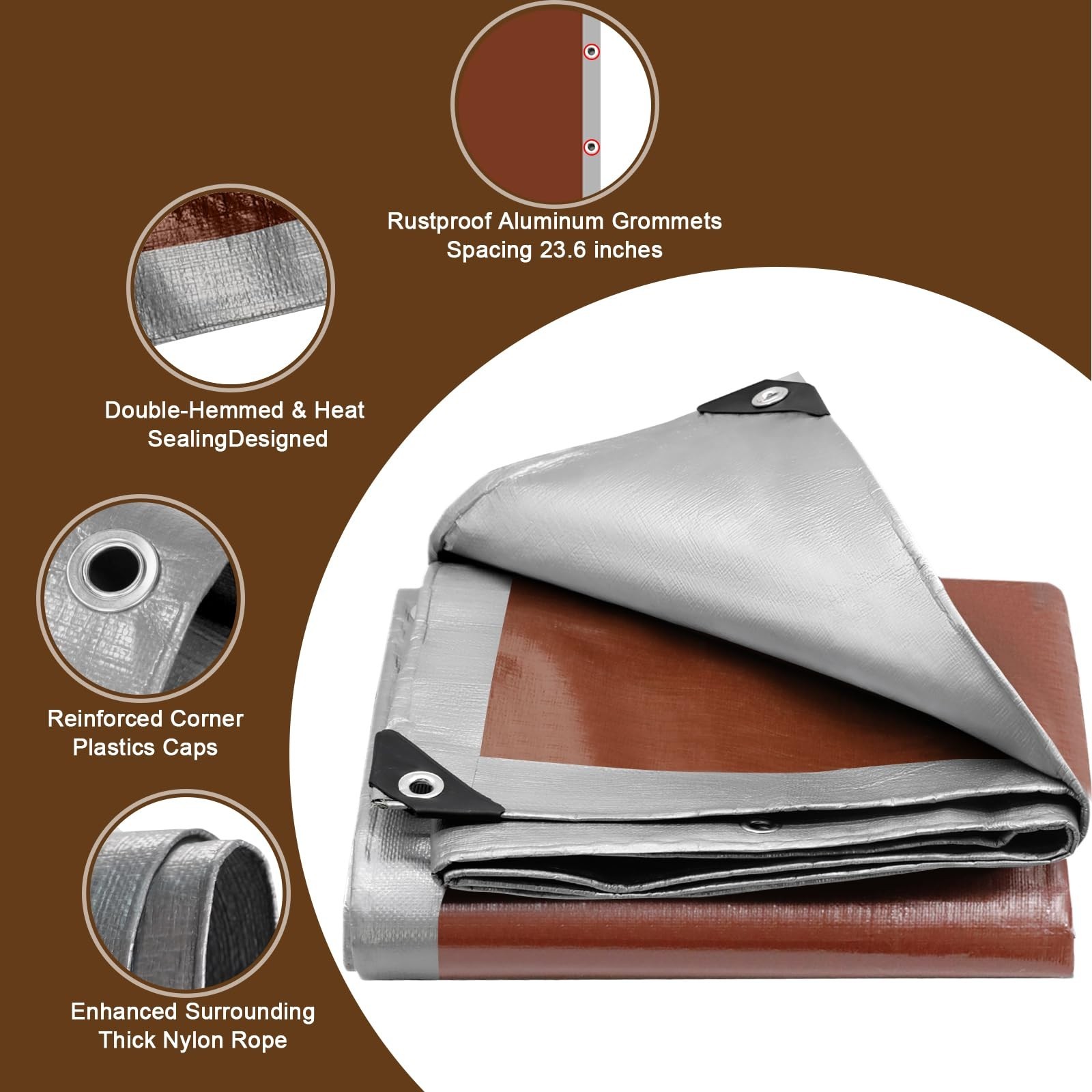 16Mil Finished Size 10×20 Tarp Heavy Duty Waterproof, Large Outdoor Multipurp…