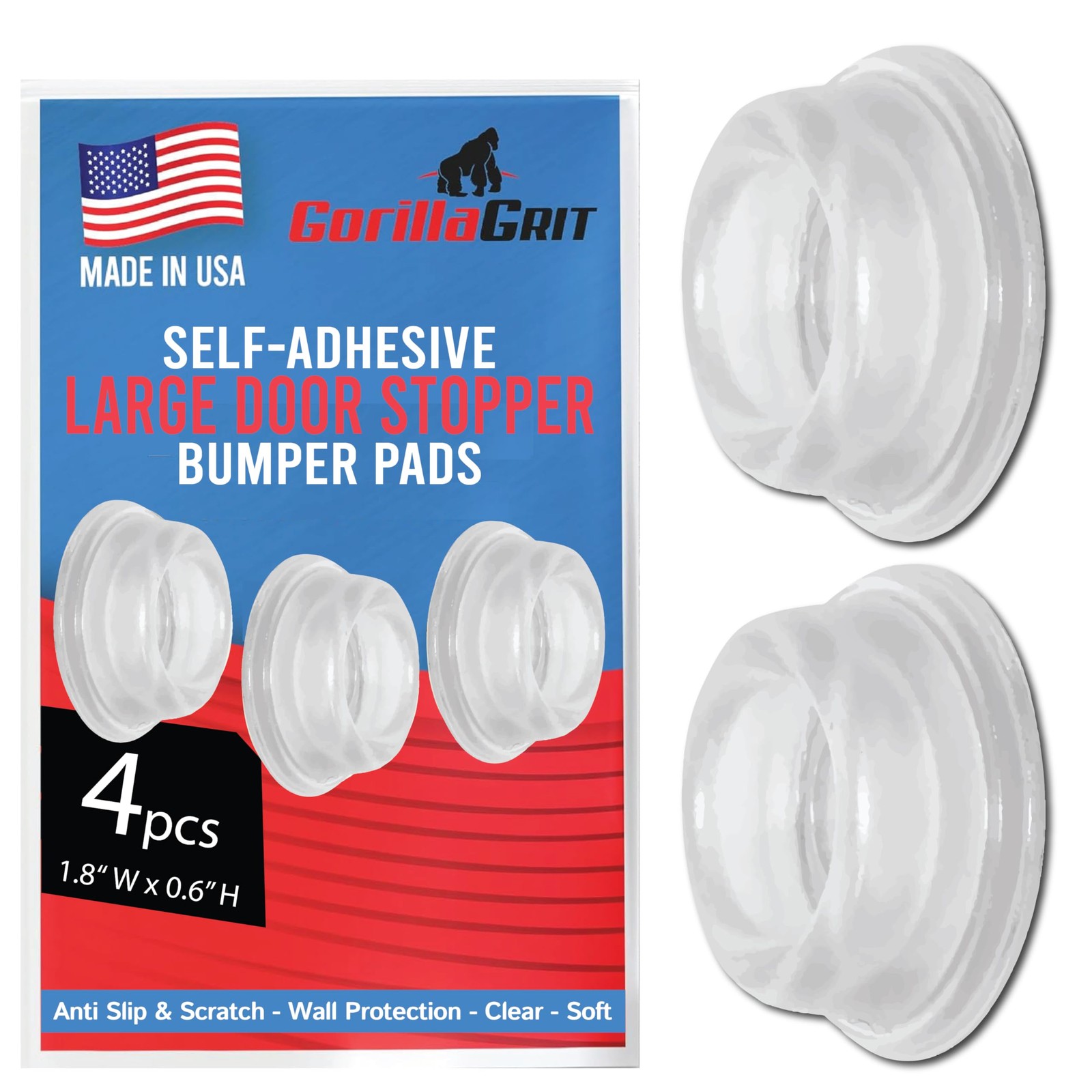 Door Stopper Wall Protector [4 Pack] – Clear Self Adhesive Large,