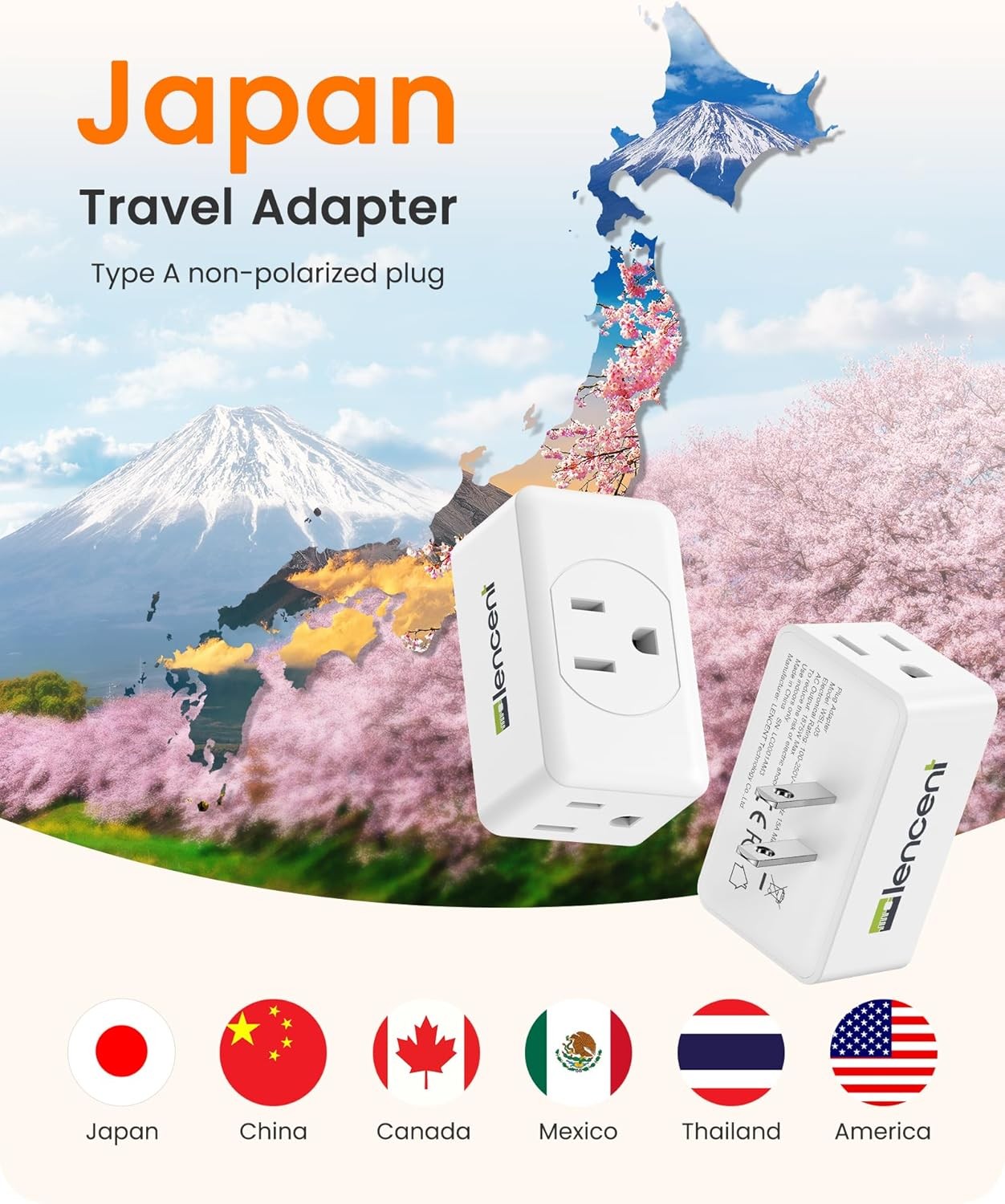 LENCENT 2 Prong to 3 Outlet Adapter,Wall Plug 2 Packs, White