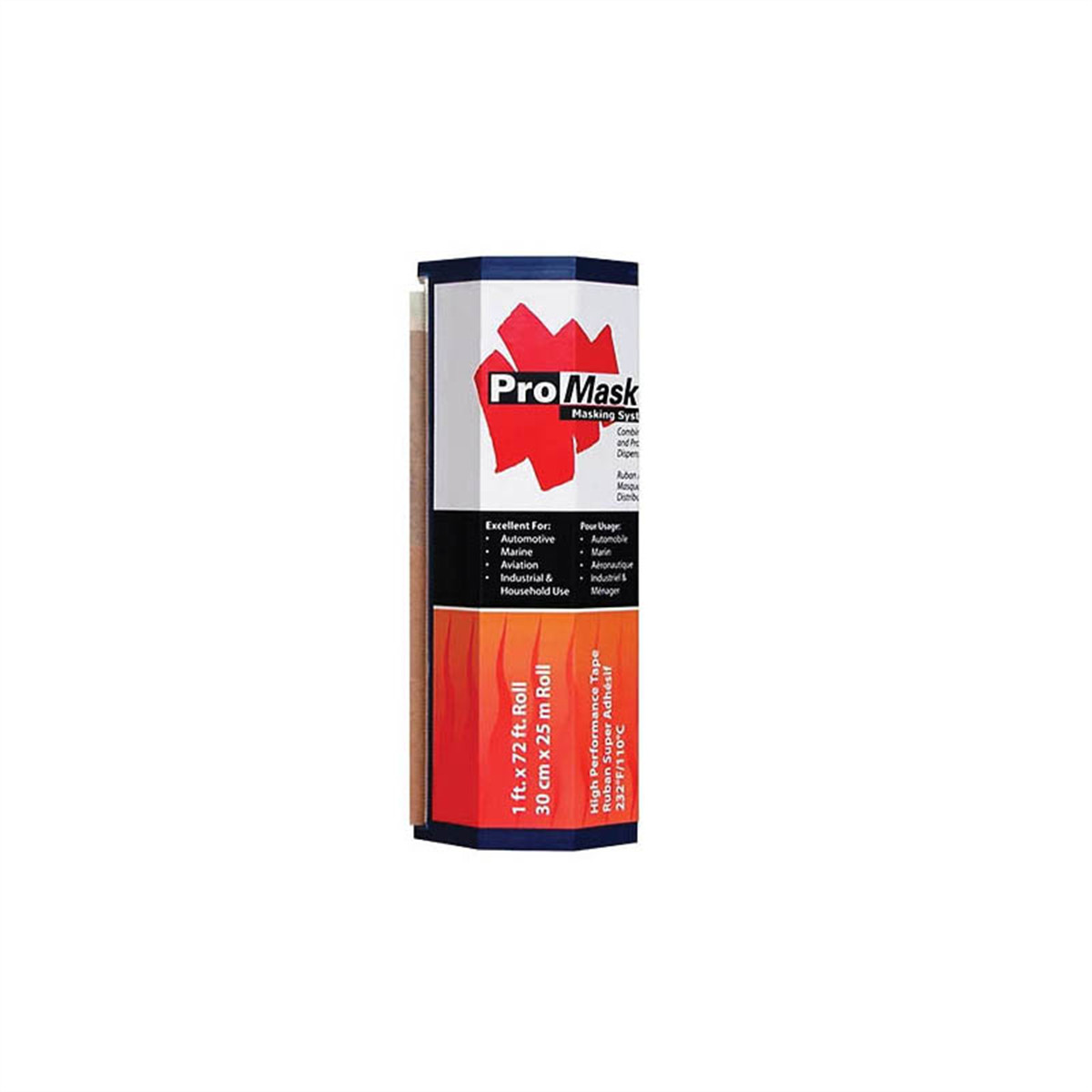 Distribution 48238 ProMask Refill Roll with Dispenser, 12 in W x 72 ft L, Crepe