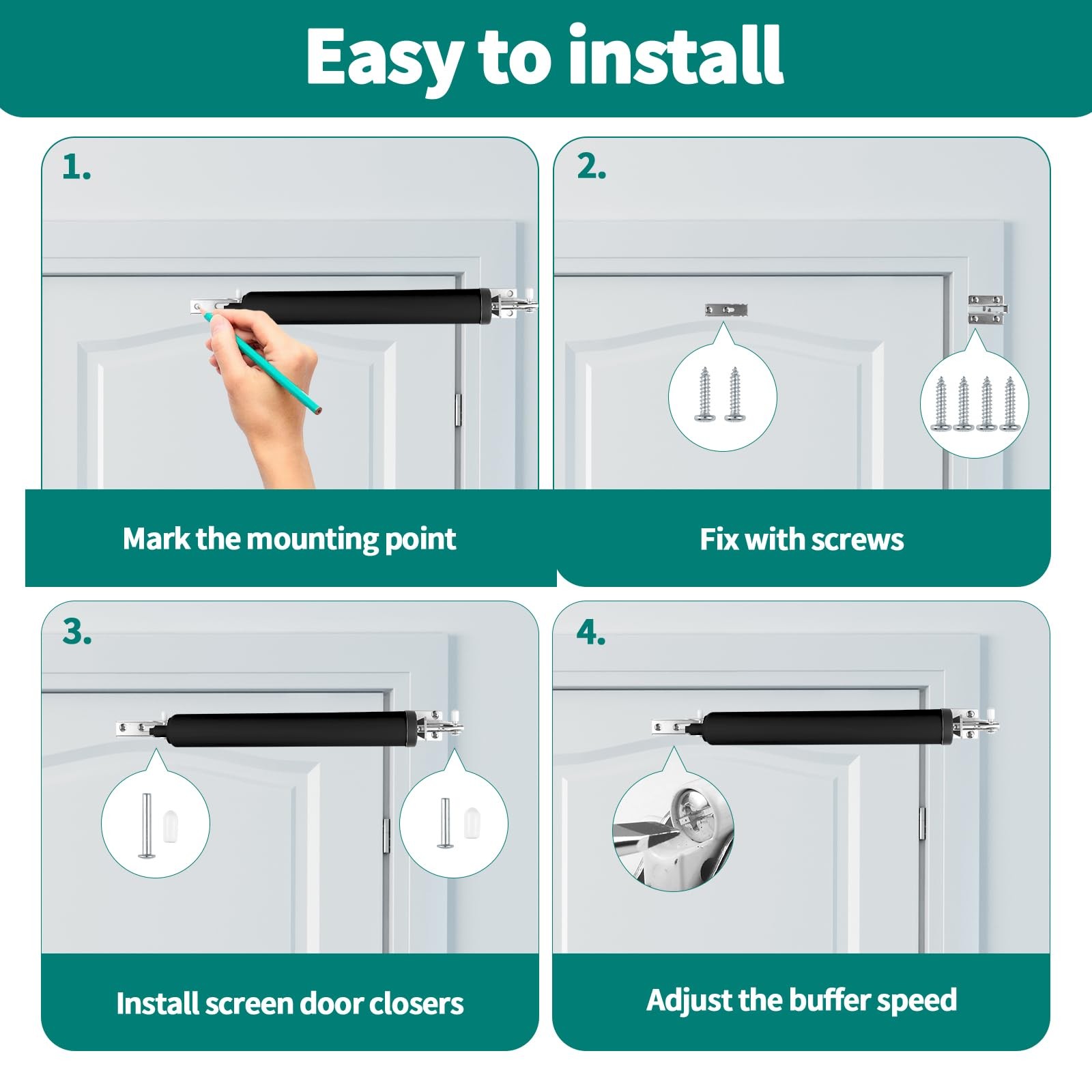 Screen and Storm Door Closer Kit, Heavy Duty Pneumatic Screen and Storm Door …