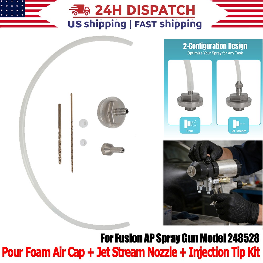 For Fusion AP Spray Gun 248528 Aftermarket Pour Foam Air Cap & Jet Stream Nozzle