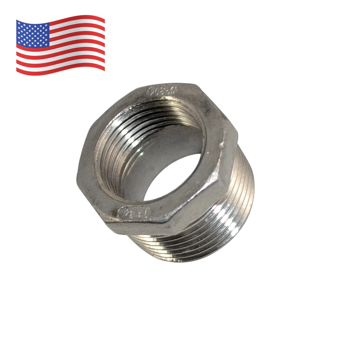 SS 304 1″ Male – 3/4″ female bushing Pipe Reducer Fitting Connector Adapter