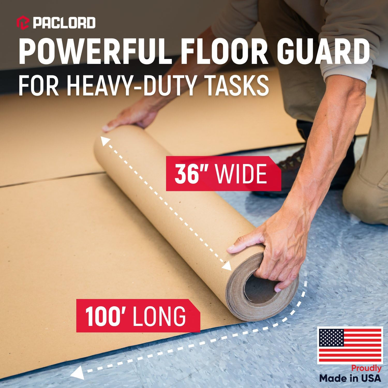 Heavy-Duty Floor Protection Paper Roll 36” x 100’ – 3.5X Stronger, 300 Sq Ft