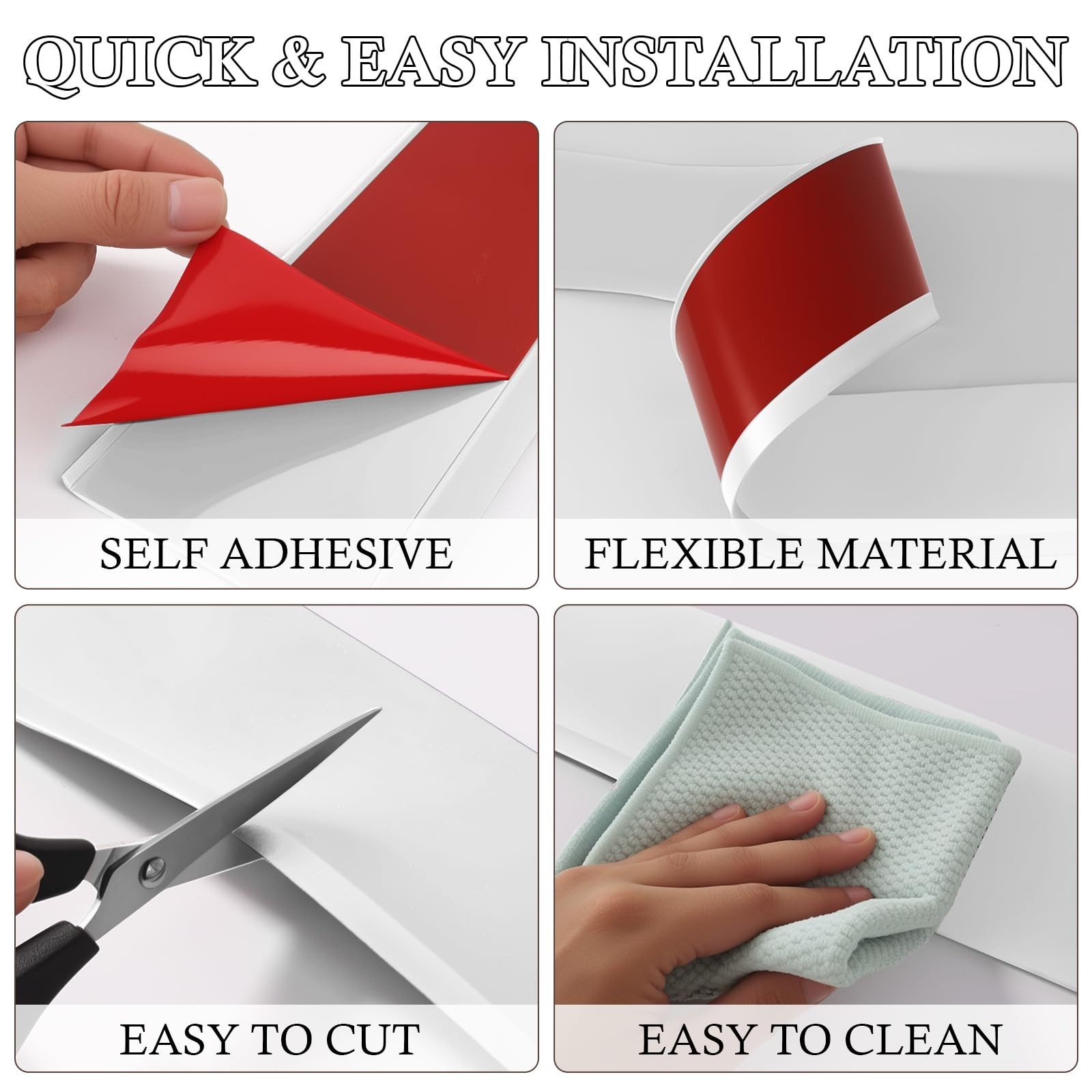 Flexible Baseboard Molding Trim 6″ x 20 ft, Self-Adhesive Vinyl Wall Base Cov…