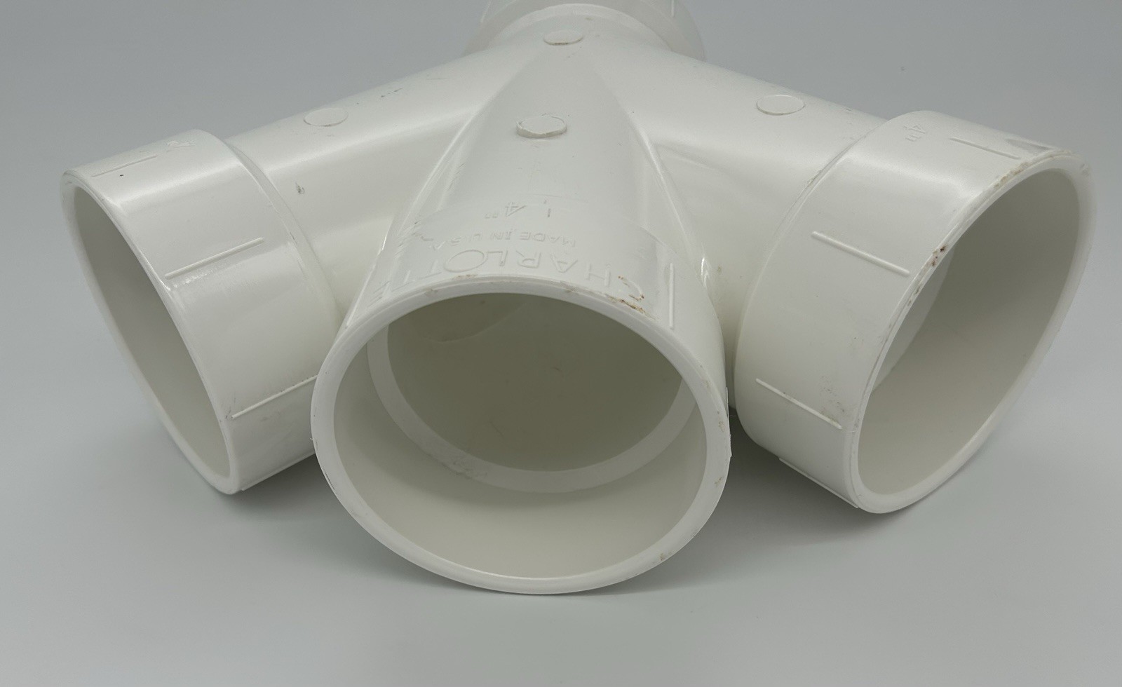 Charlotte Pipe Pipe Fitting 3″ White Triple Wye Double Wye PVC Made In USA