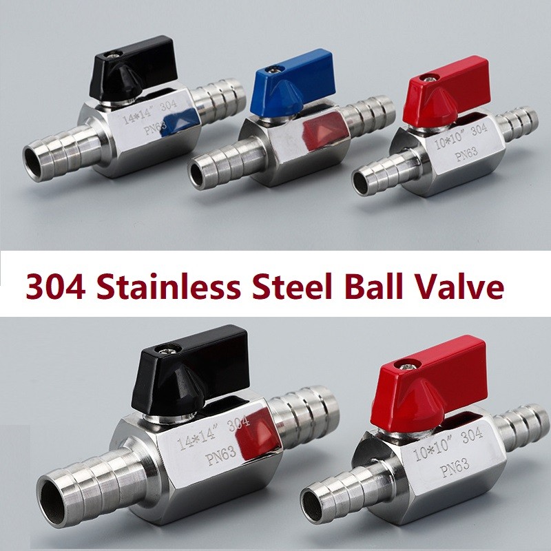 304 Stainless Steel Shut Off Valve 8/10/12/14mm Barb Valve Water Gas Shut Switch