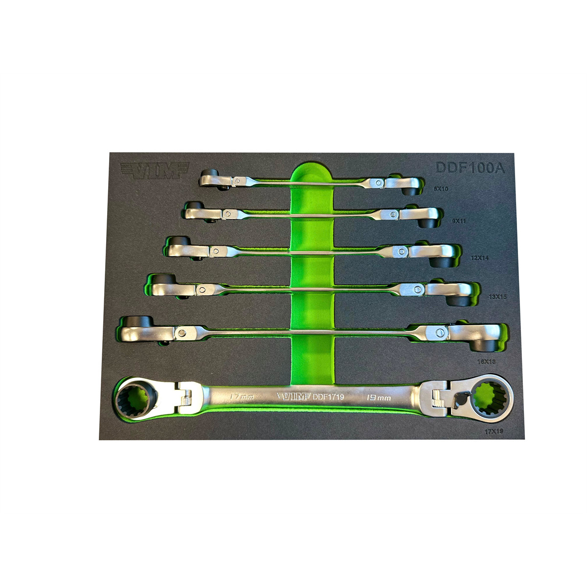 DDF100A VIM Tools 6 Piece Double Deep Spline Flex Head Ratcheting Wrench Set –