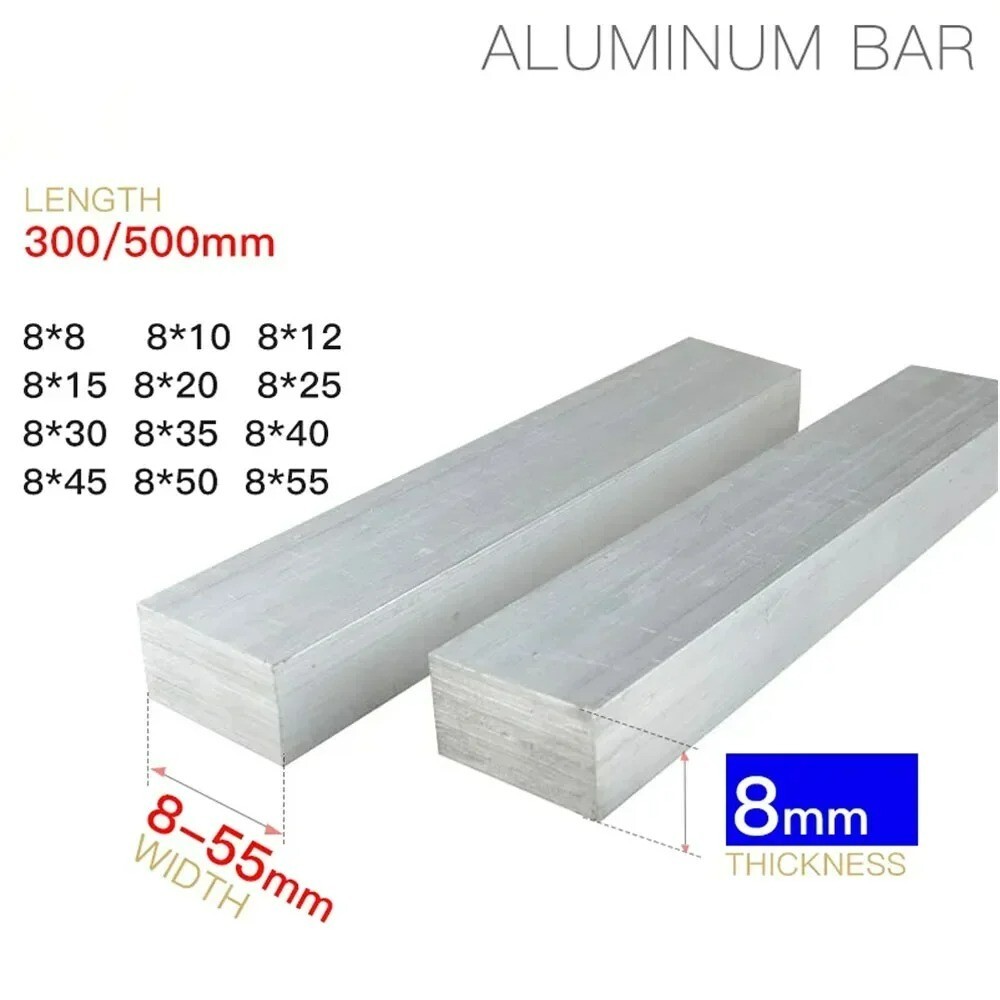 Aluminum Bar Thickness 8mm Width 8-80mm Length 300 500mm Flat Bar plate 5 – 15