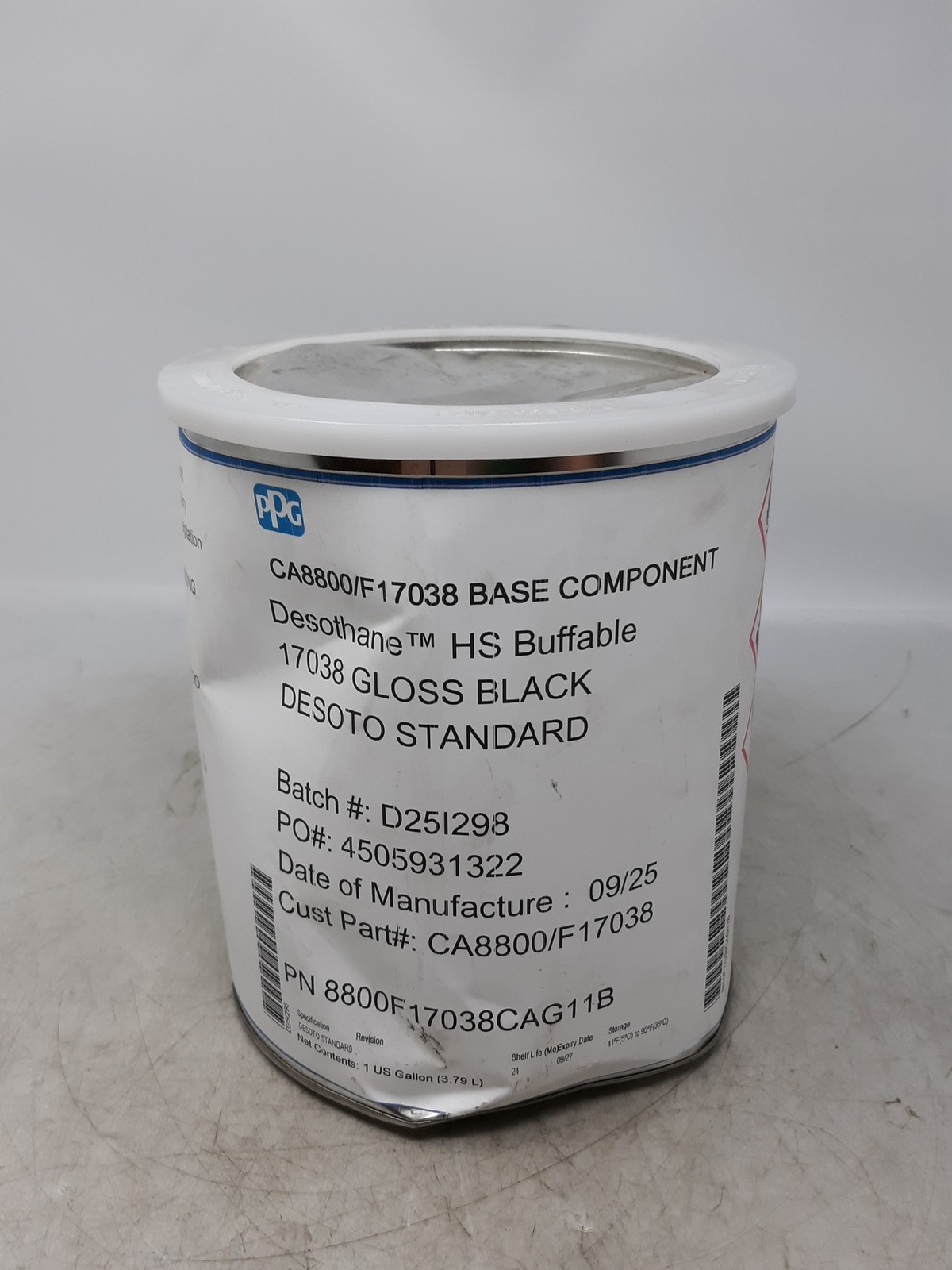 PPG Desoto Desothane HS Buffable 17038 Gloss Black Base Component 1 Gal