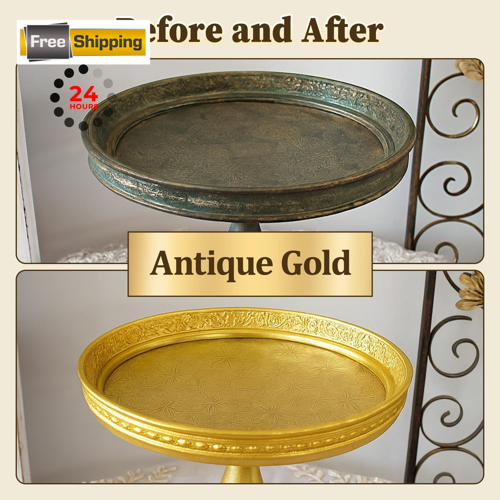 CIONIA Gold Paint Metallic Acrylic, 1 Fl Oz (Pack of 1), Antique