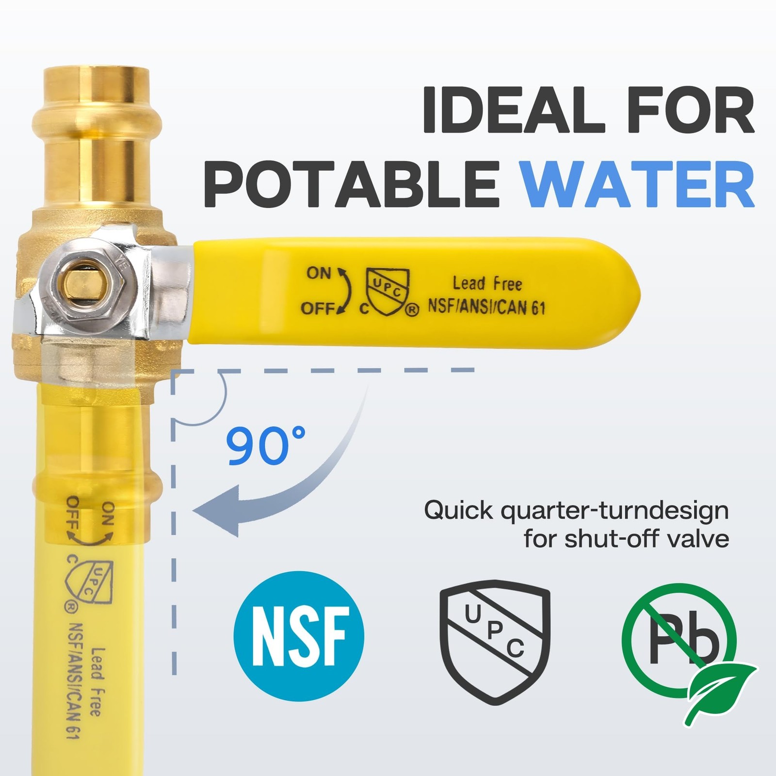 2-Pack 1/2″ ProPress Brass Ball Valve, EPDM, Full Port, Copper Pipe Press Fittin
