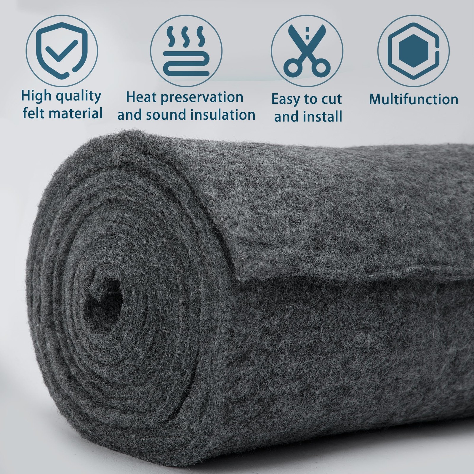 1 Pack Felt Multi-Purpose Insulation Blanket-8Ft x 1.3Ft x 0.2In Acoustic Fel…