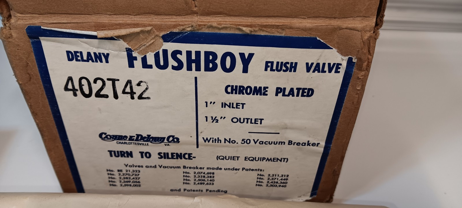 Delany Flushboy Flush Valve Assembly 1.6 Gpf Chrome Plated 402T42-1.6. G E3