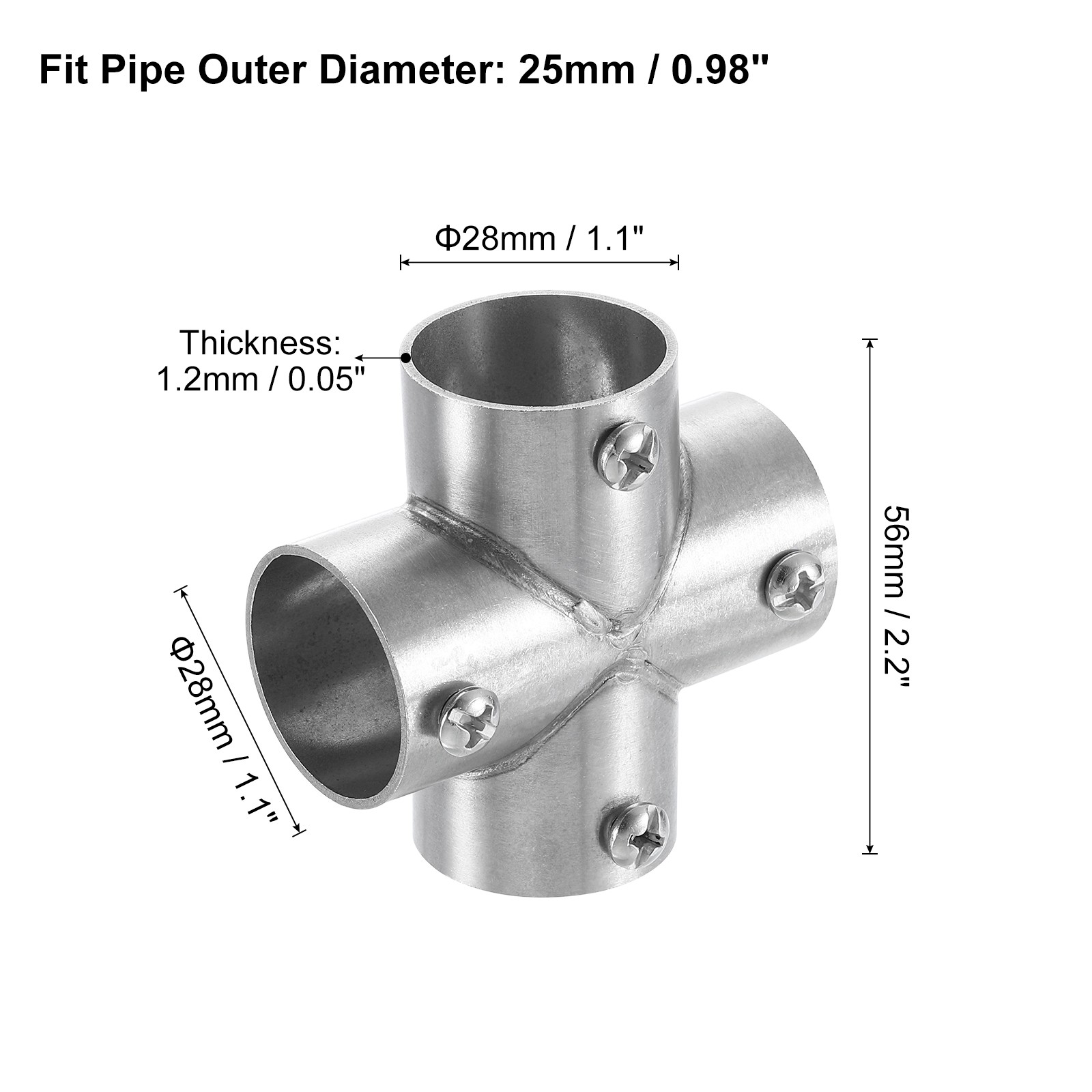 1 Pcs 4-Way Cross Pipe Fitting Connector Fit 1″ OD Pipe