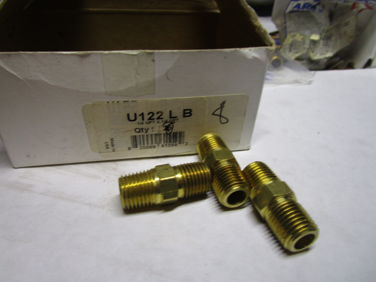 1/4NPT Brass Hex Nipple QTY 3