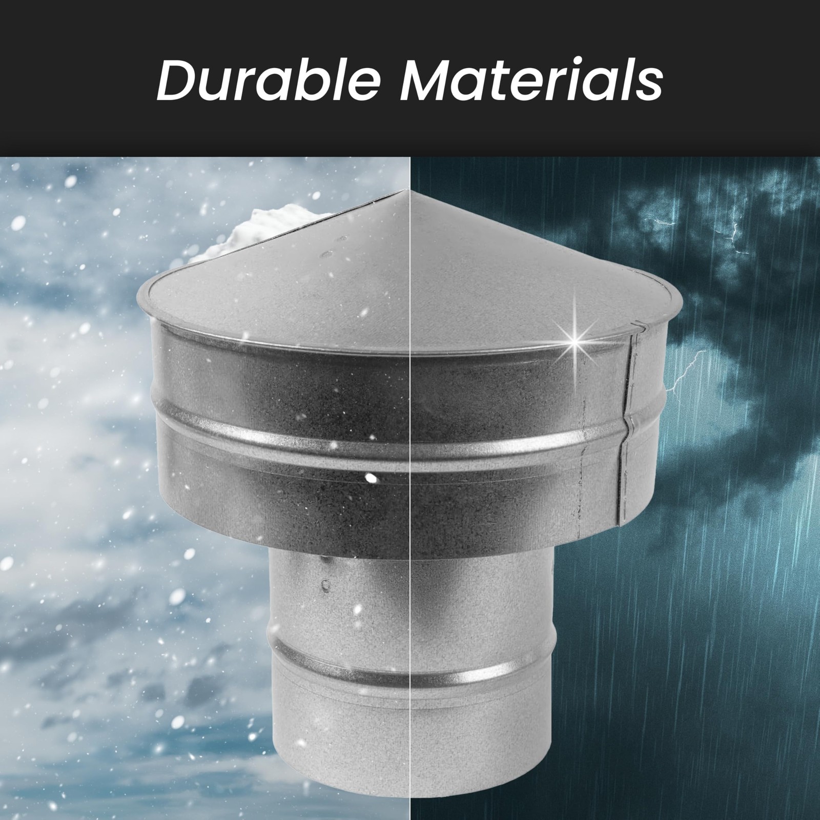 6″ Inch Round Galvanized Steel Roof Cap with Mesh – Weather-Proof Chimney Cov…